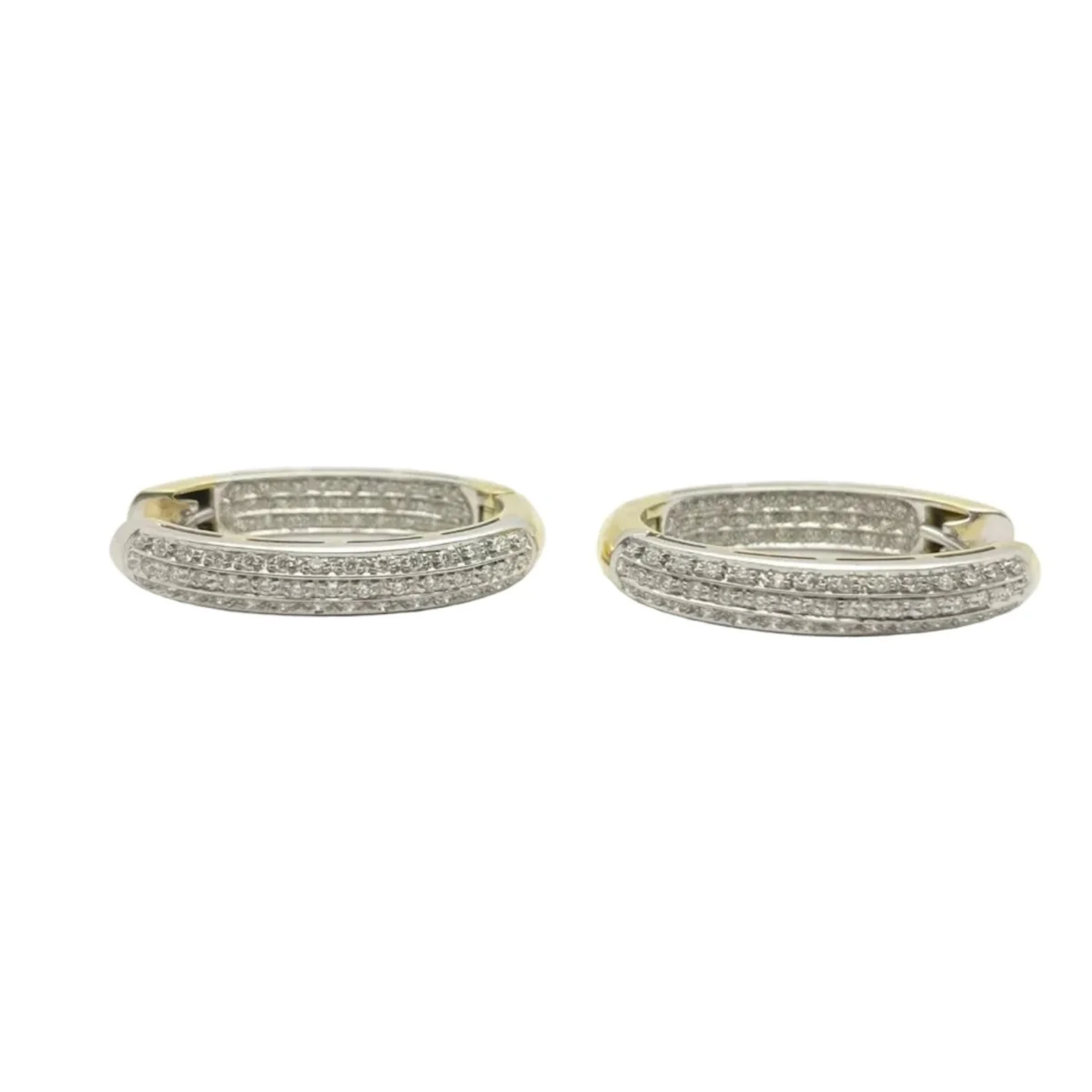 Earrings Creoles RECARLO in white gold, yellow gold and diamonds