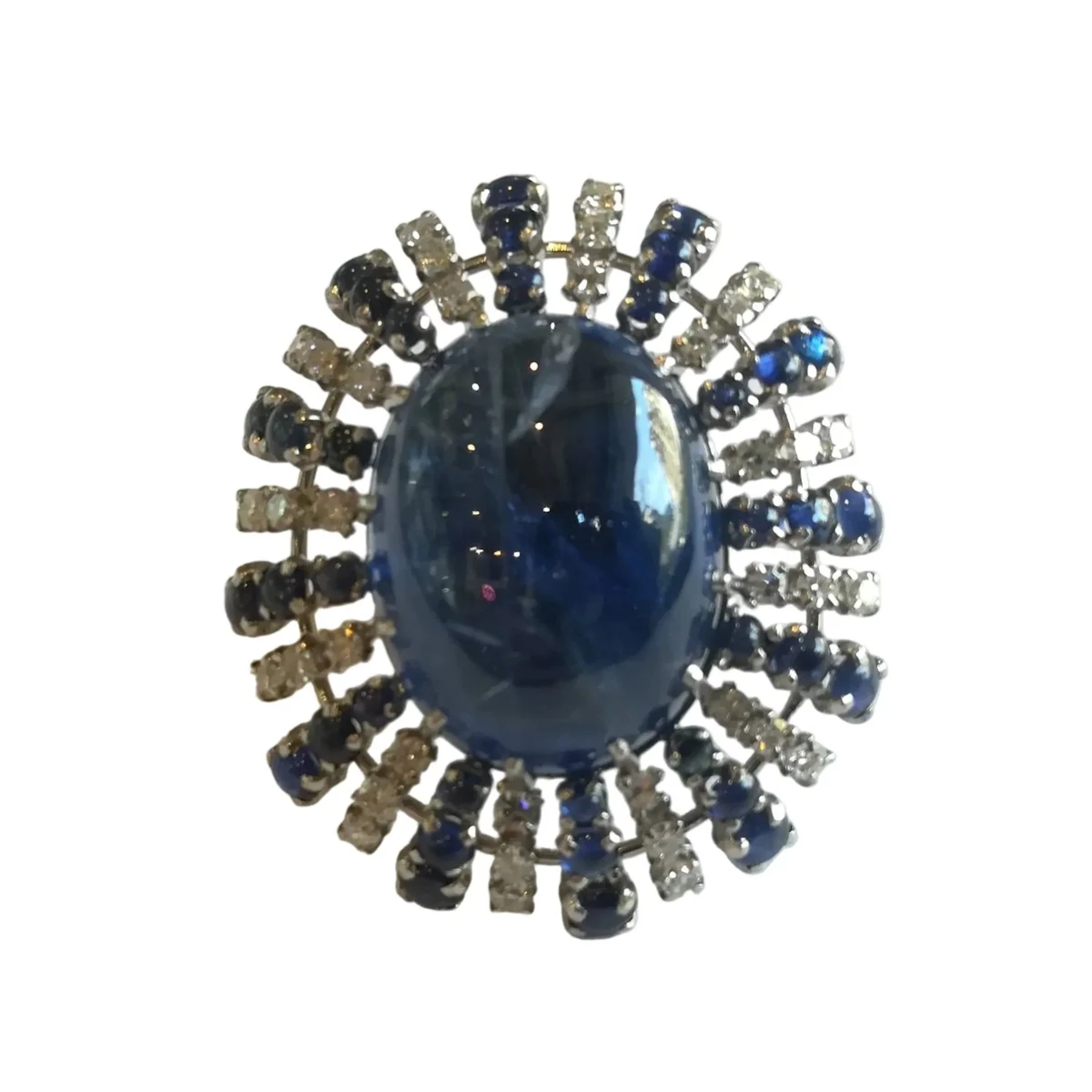 Cocktail Ring in White Gold, Sapphires, and Diamonds