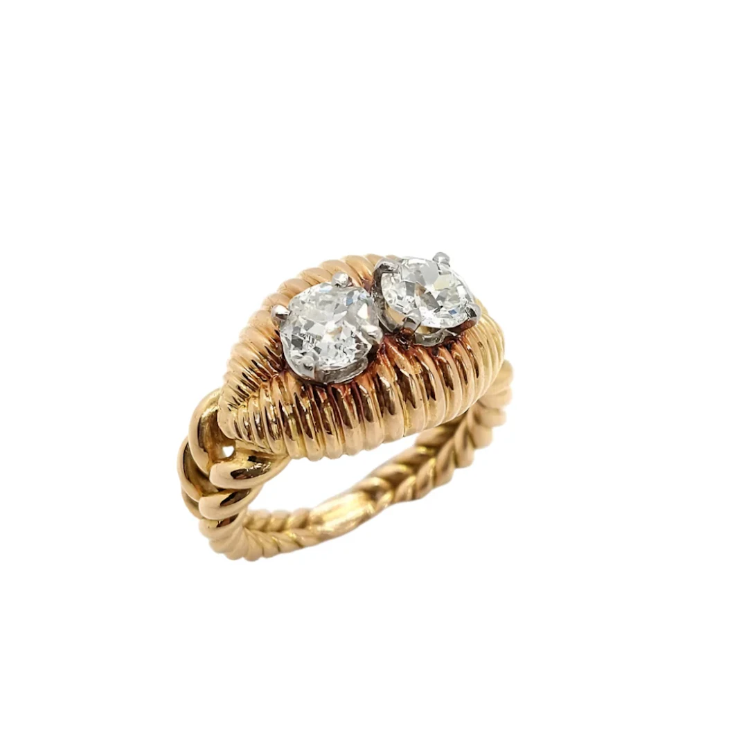 Bague diamants « Rocaille » en or jaune et diamants