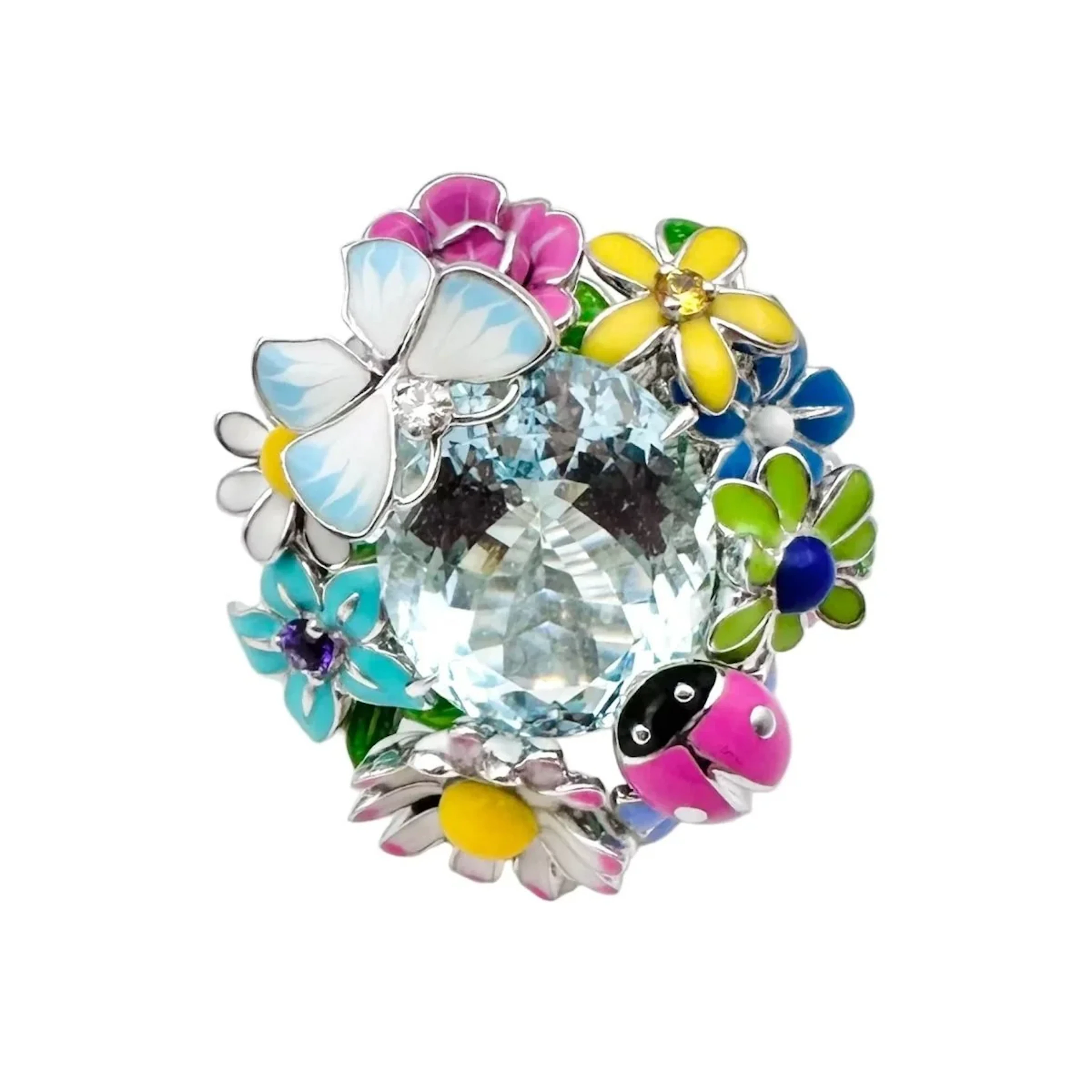 DIOR "Diorette" Milly-la-forêt cocktail ring in white gold, aquamarine