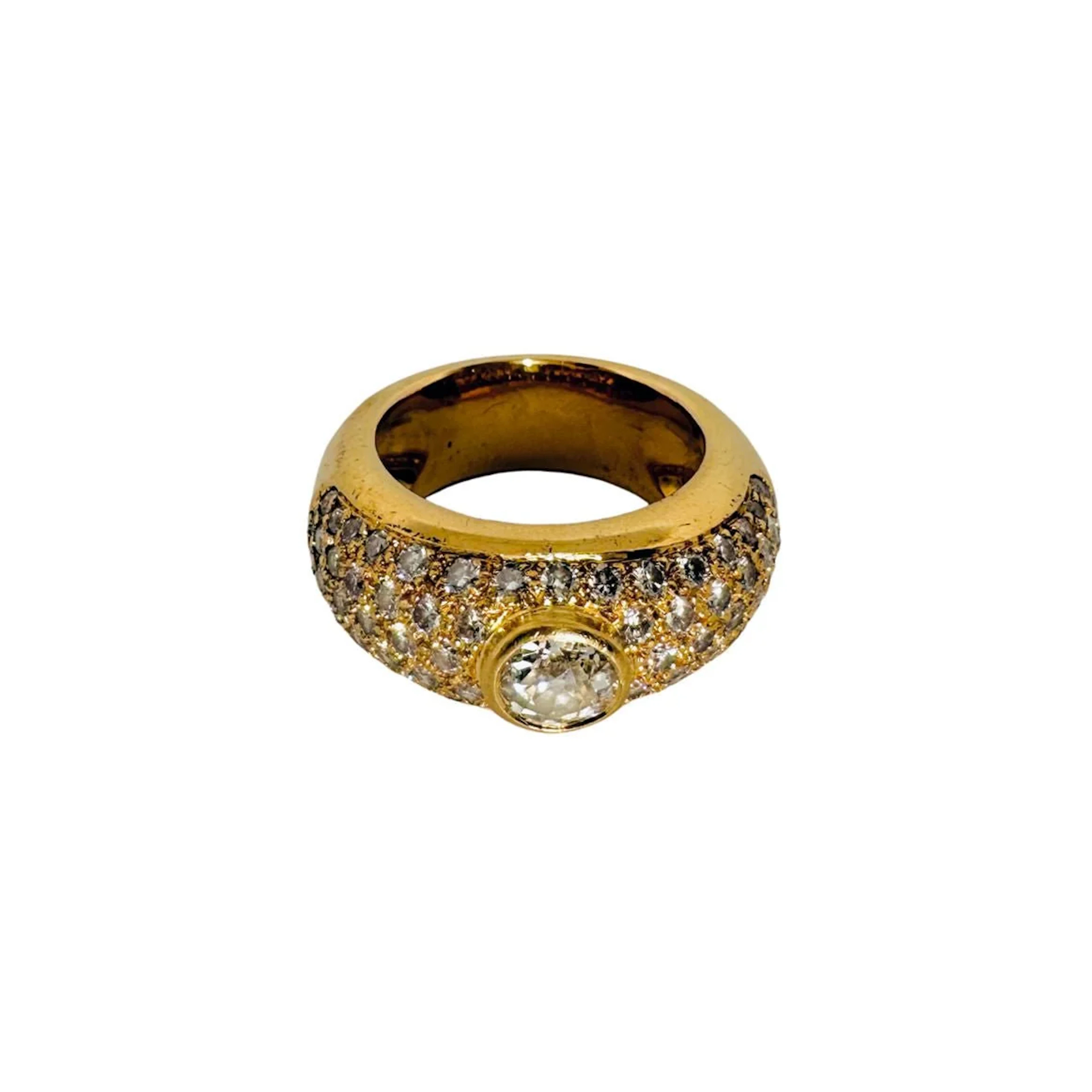 Jonc ring in yellow gold and diamonds