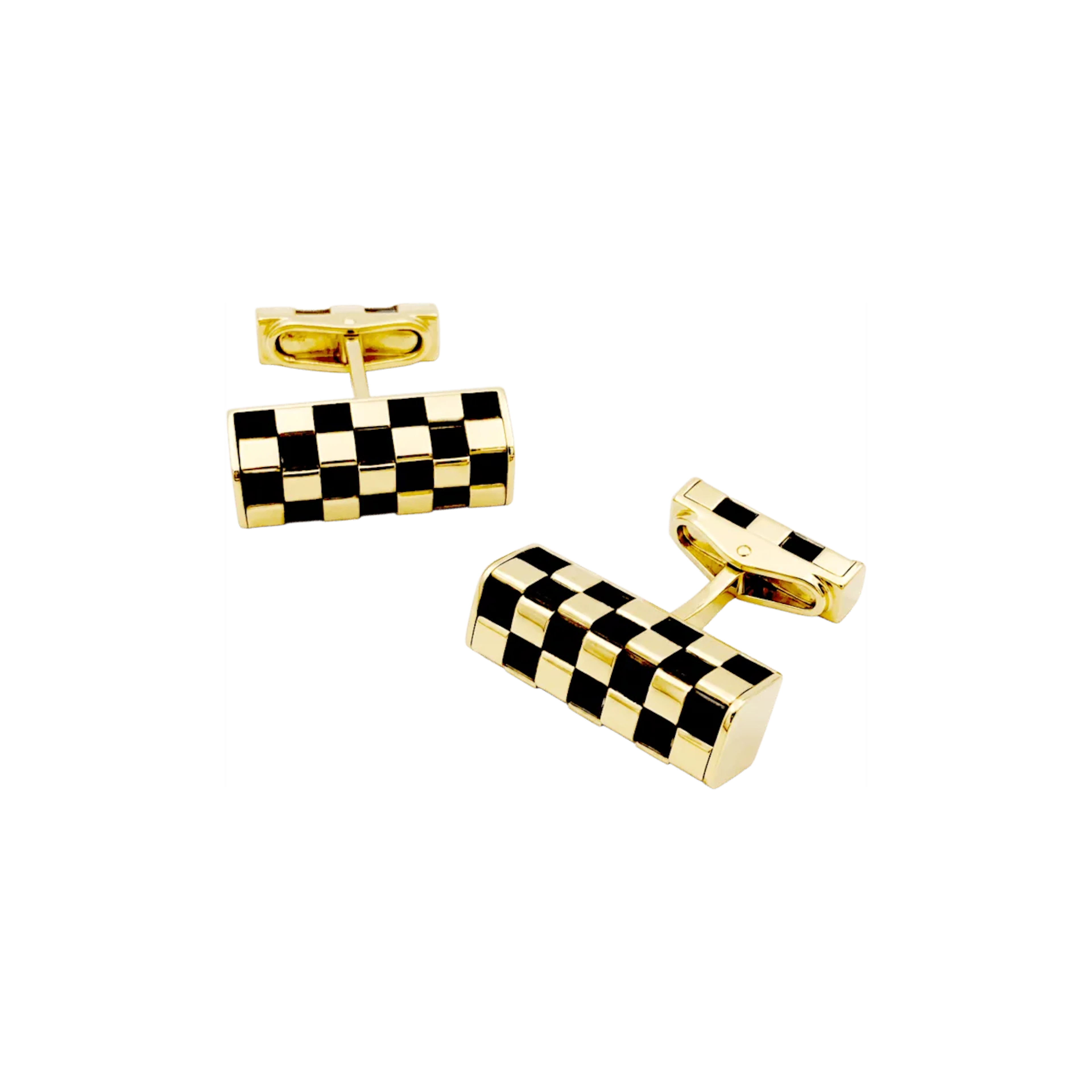 Boutons de manchette VAN CLEEF & ARPELS "Damier" en or jaune et bois