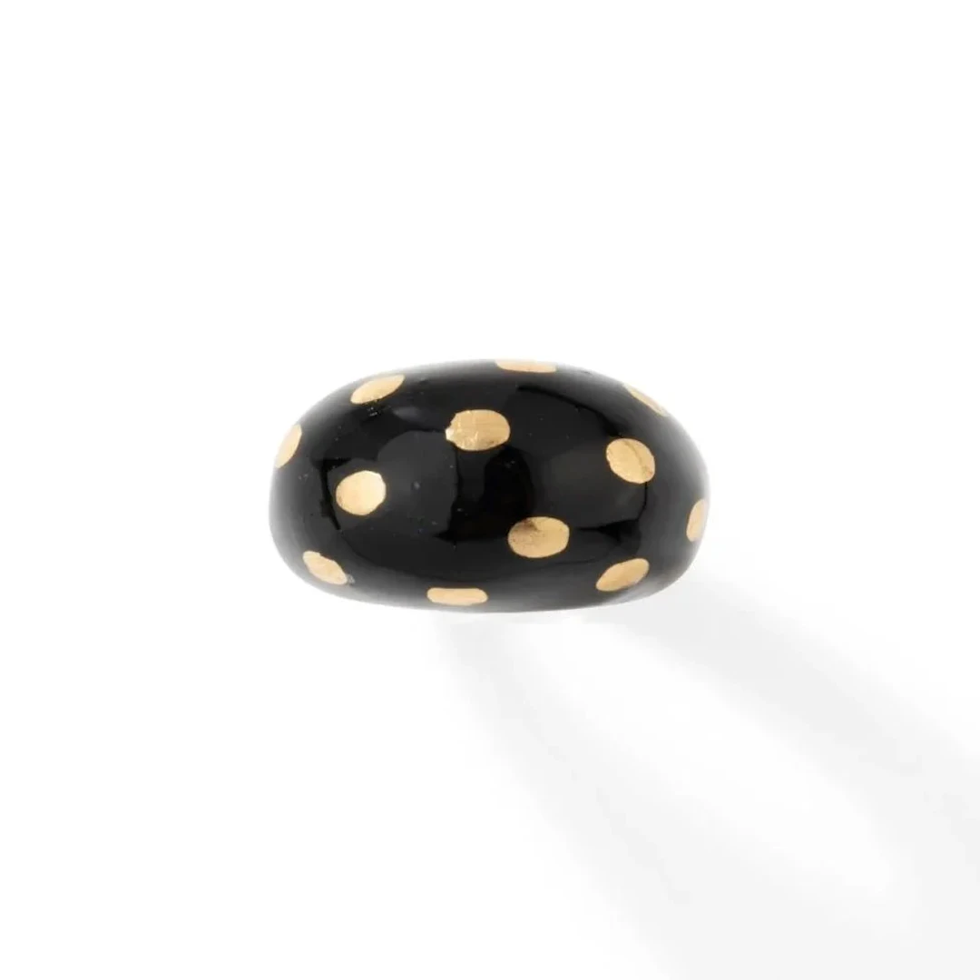 FRED band ring in yellow gold and black enamel
