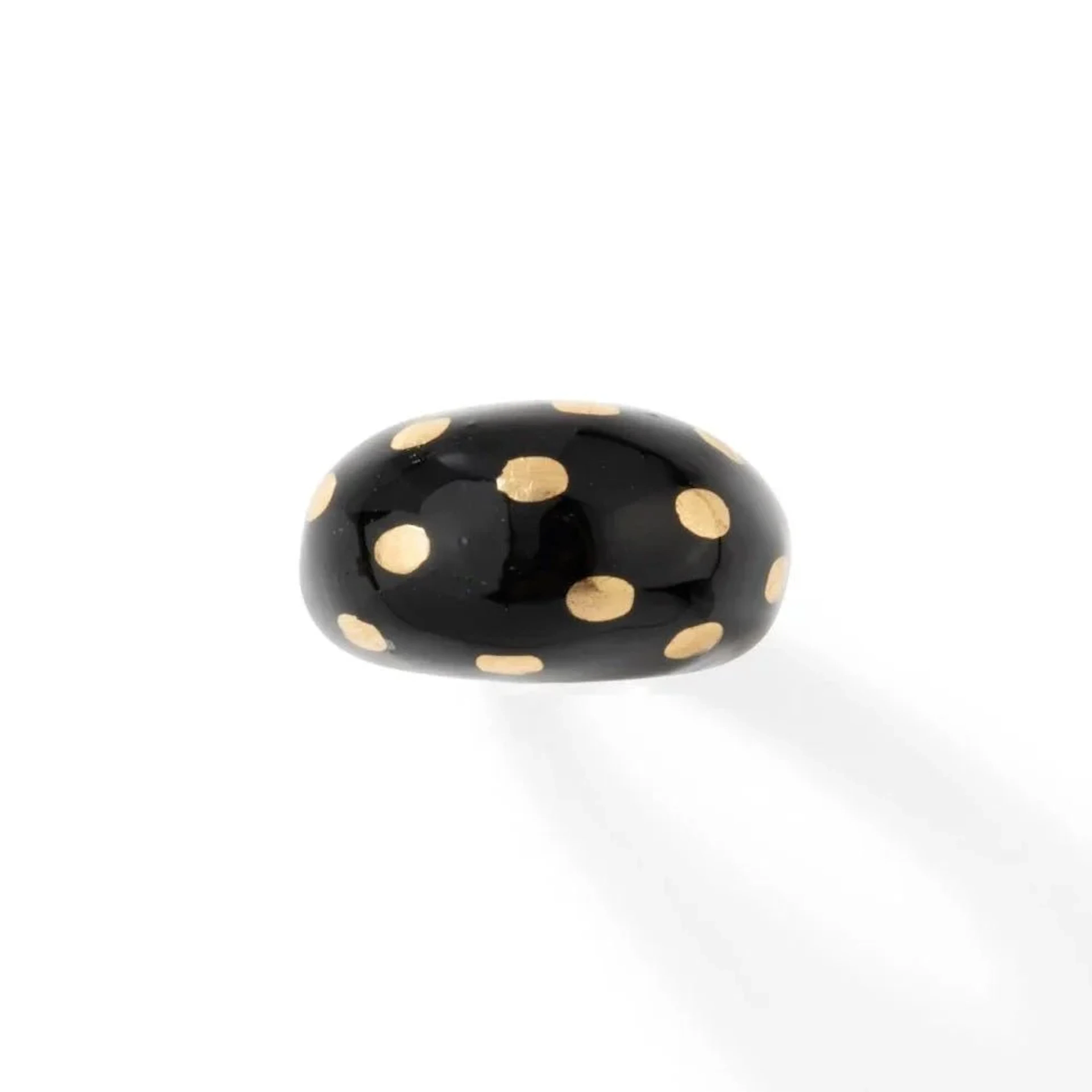 FRED band ring in yellow gold and black enamel