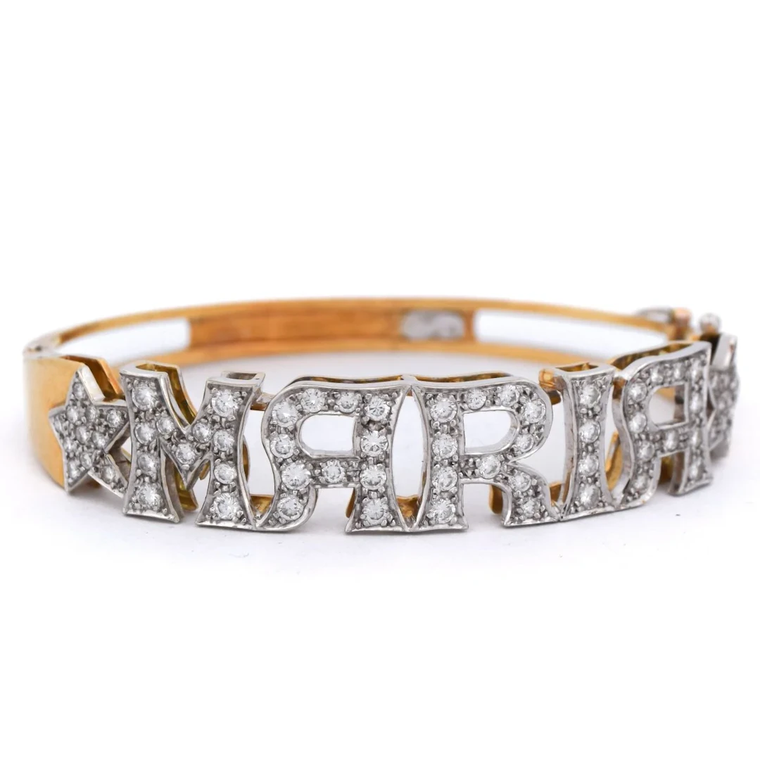 Bracelet Jonc in yellow gold and diamonds