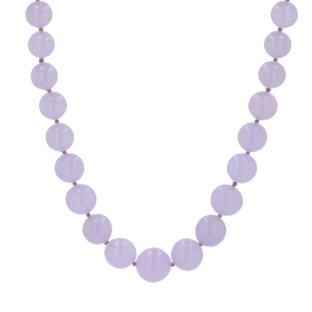 Necklace Beads in white gold and jade