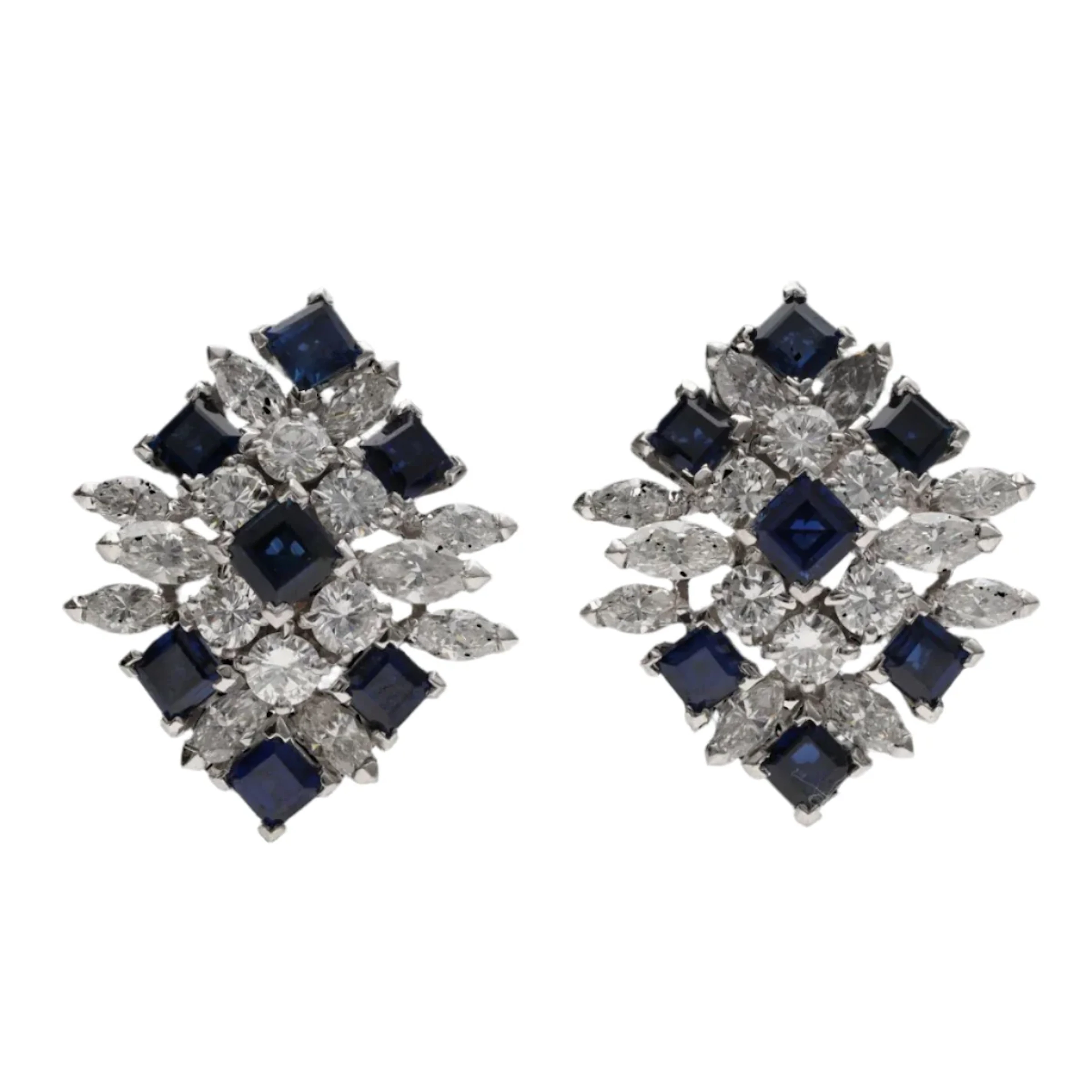 Earrings PIAGET clips in paltinium, sapphires and diamonds