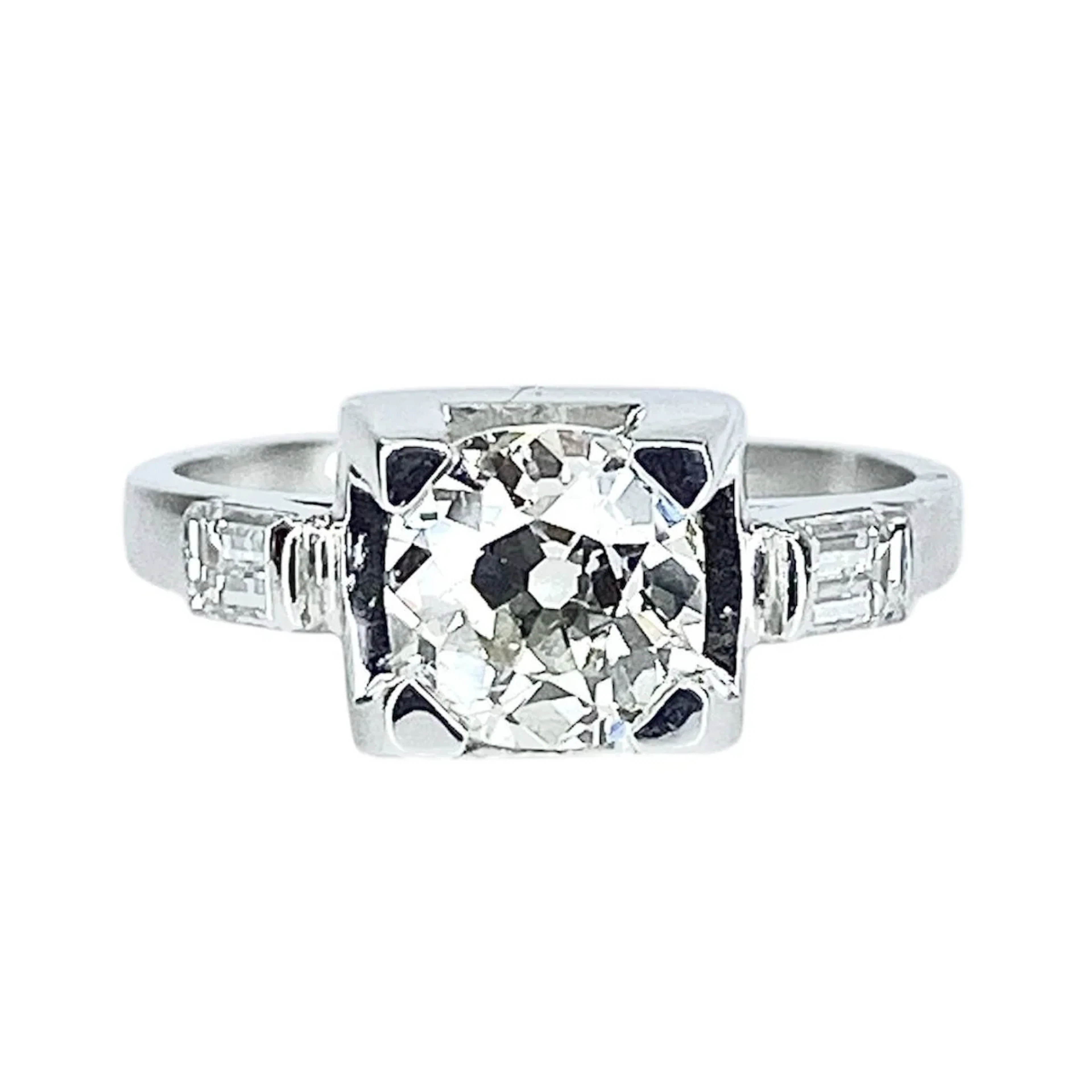 Bague en or blanc, platine et diamants