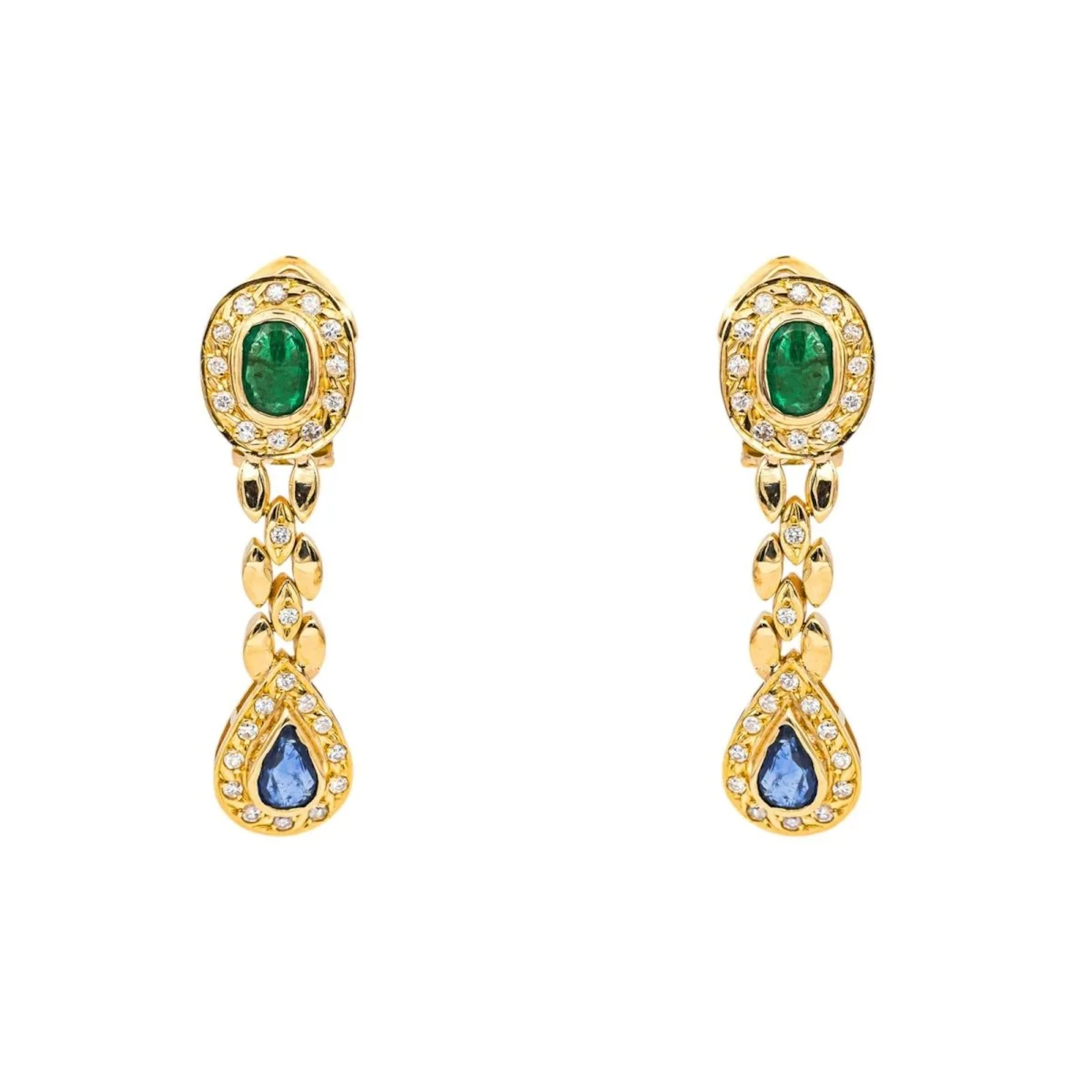 Earrings Yellow gold Emerald