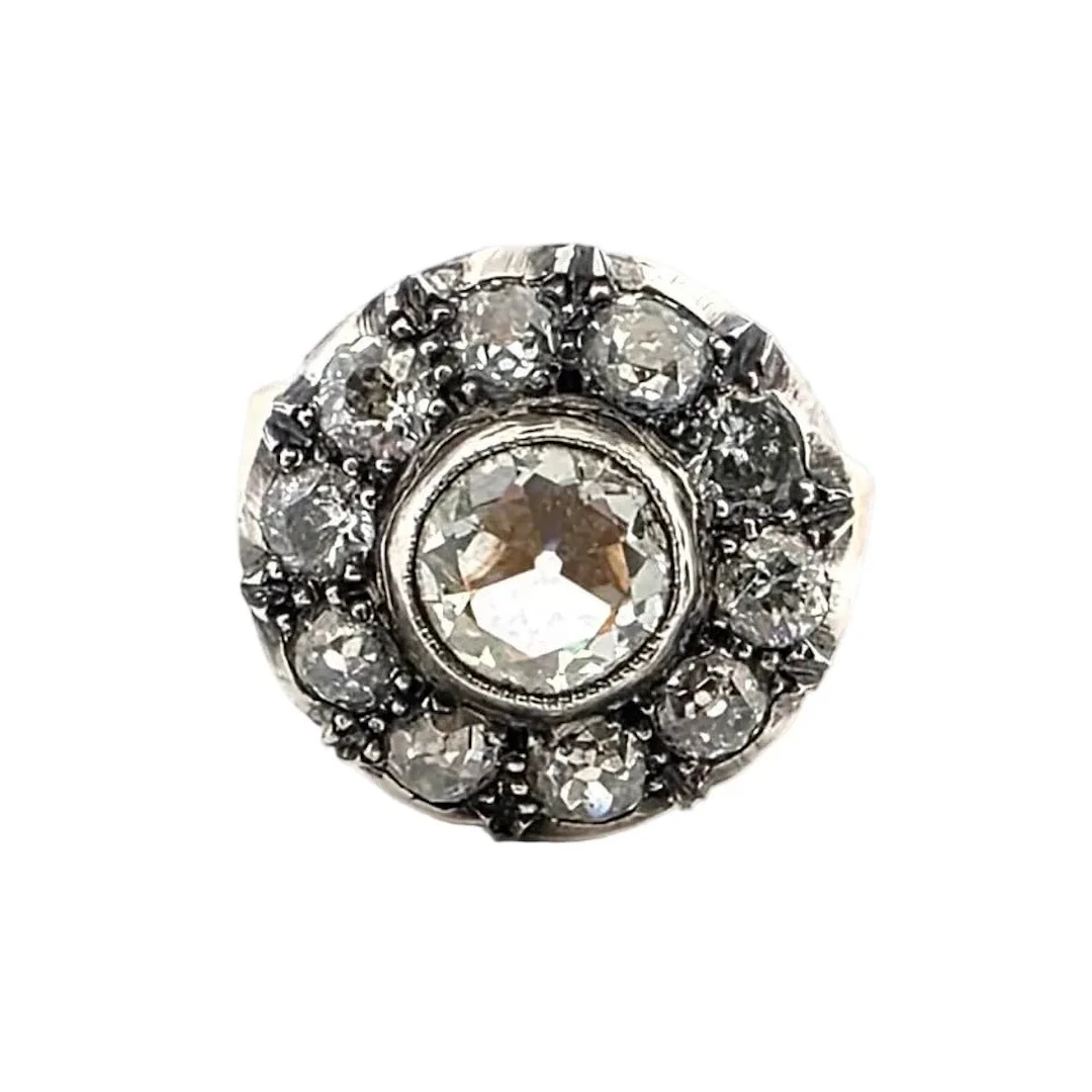 Entourage Ring in yellow gold, silver, and diamonds