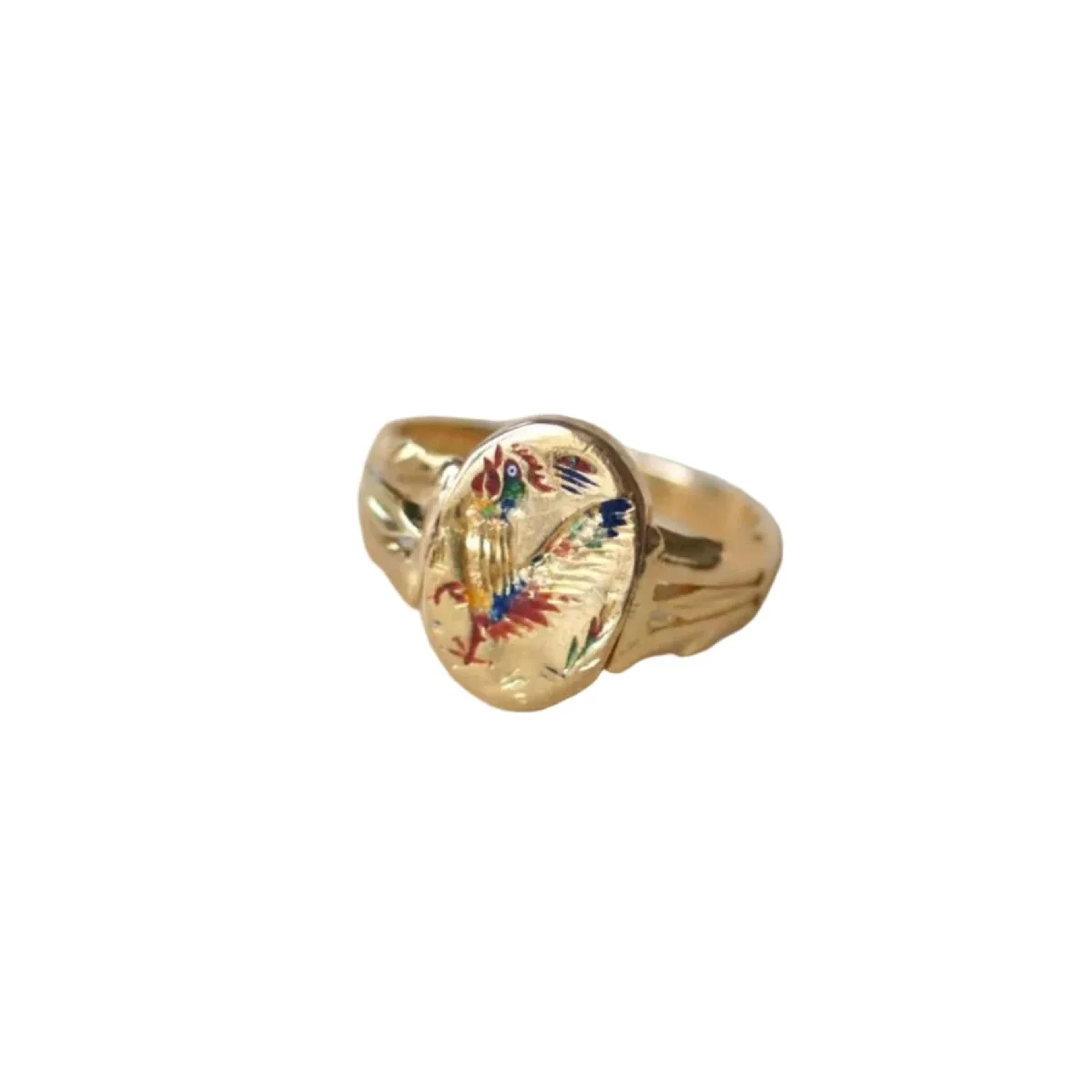 Ring in yellow gold and enamel