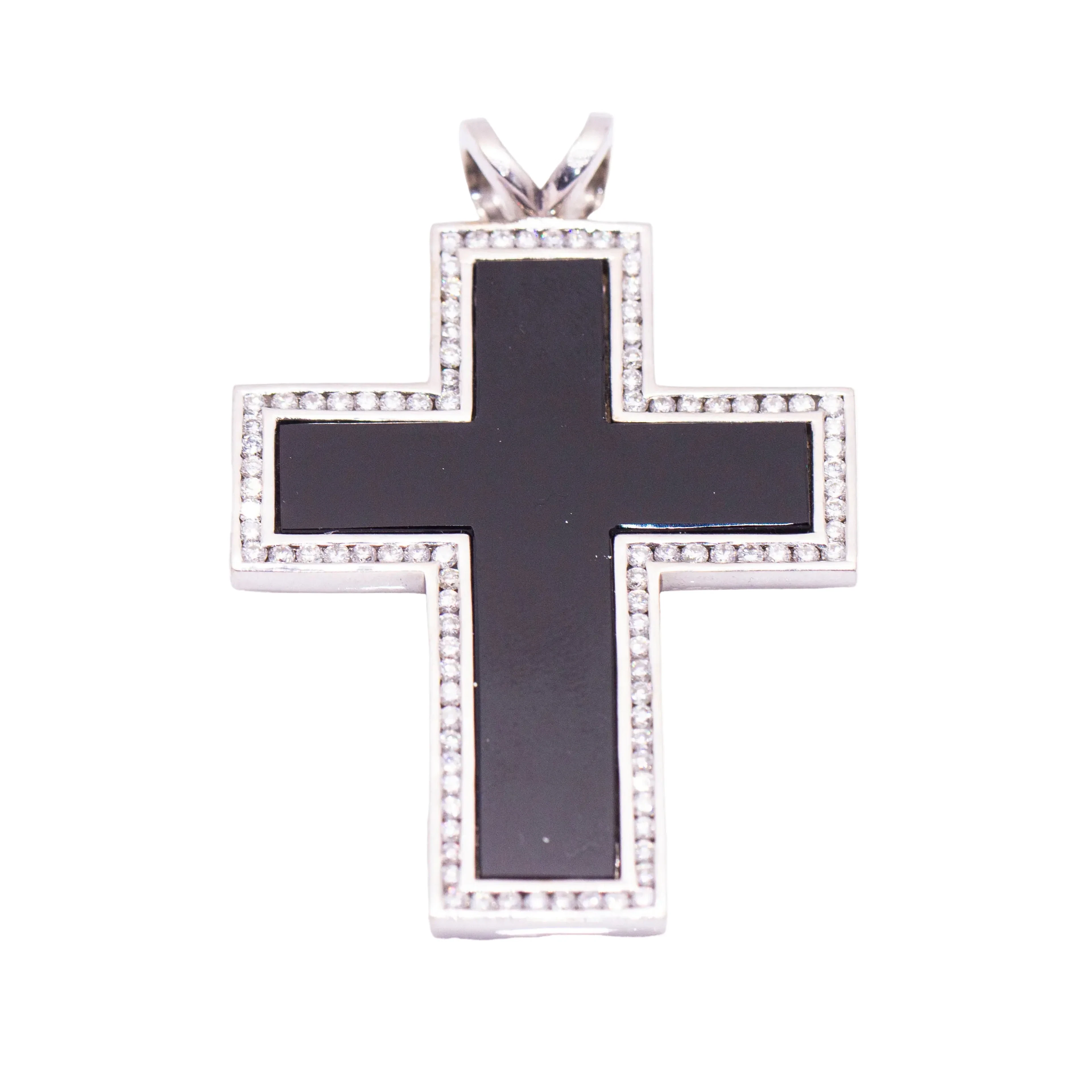 Pendant in white gold, onyx and diamonds