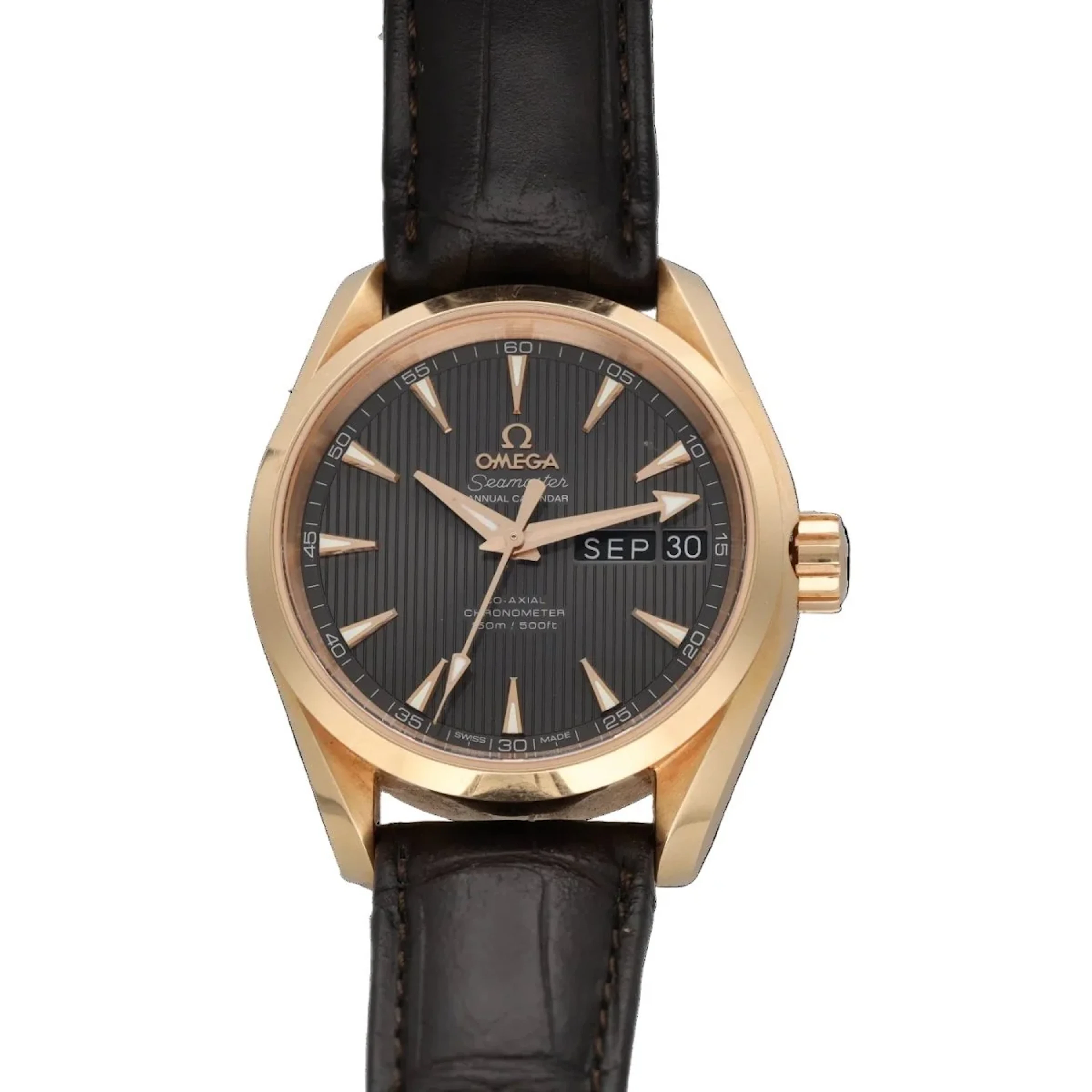 OMEGA watch in rose gold and leather