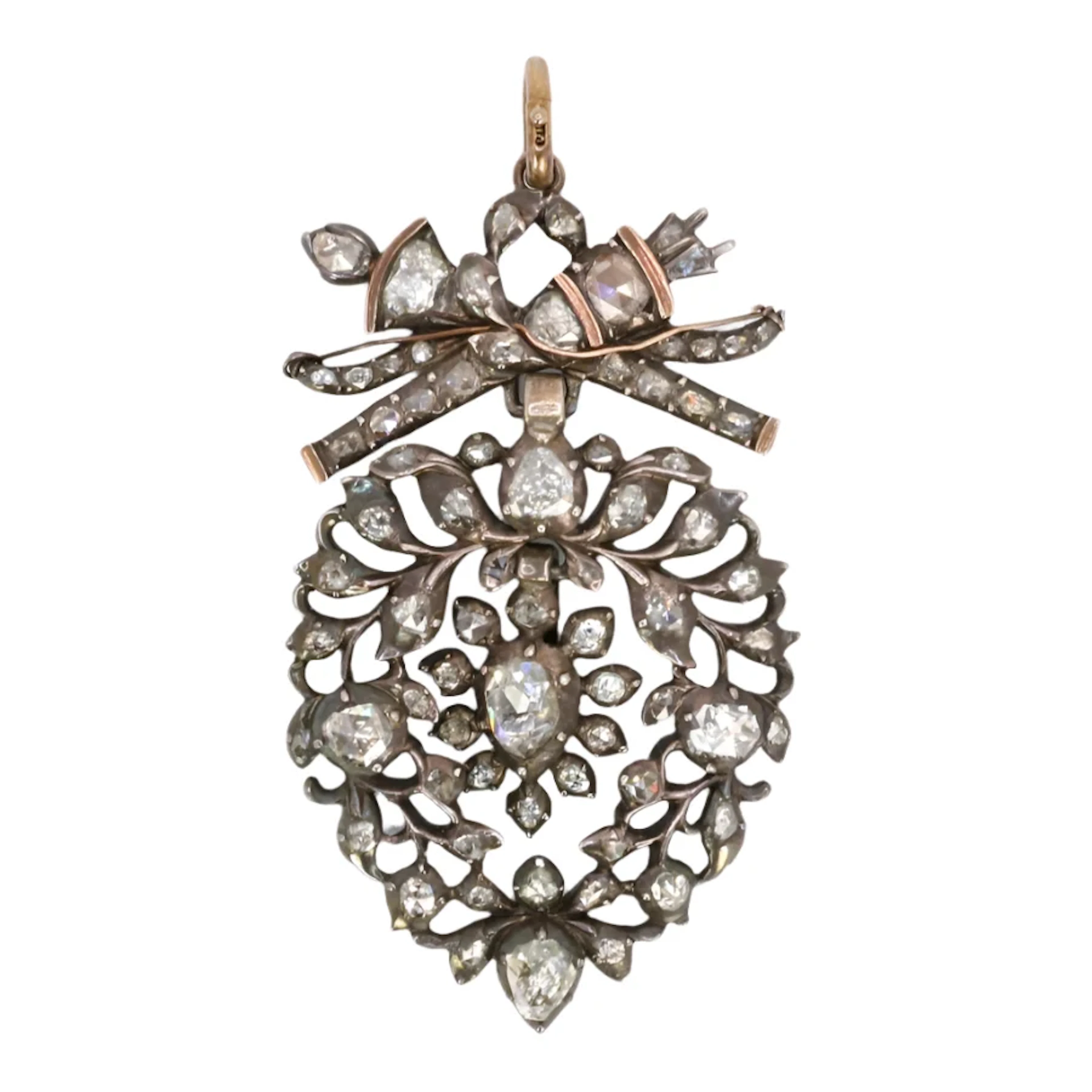 Antique Flemish heart pendant with rose-cut diamonds