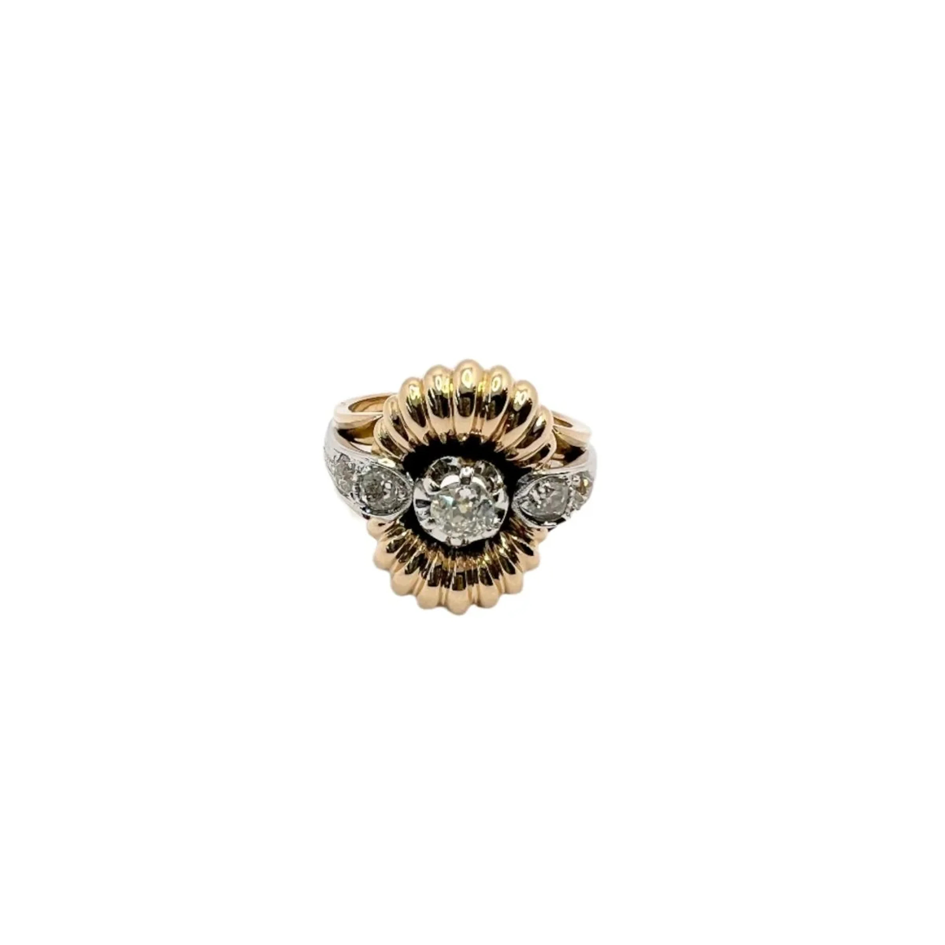 Ring in 18-carat gold with diamonds natural, 1950s