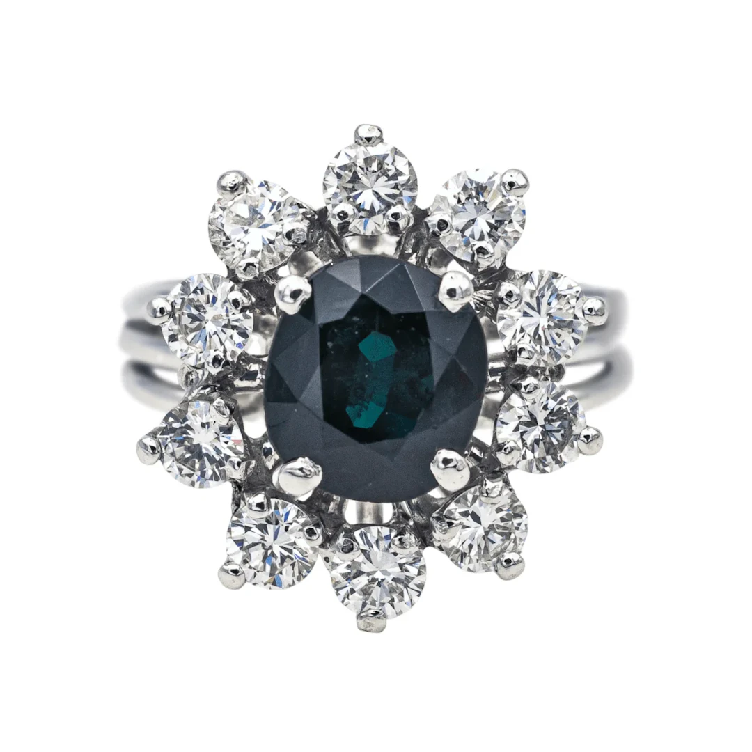 Ring Marguerite en white gold, sapphire and diamonds
