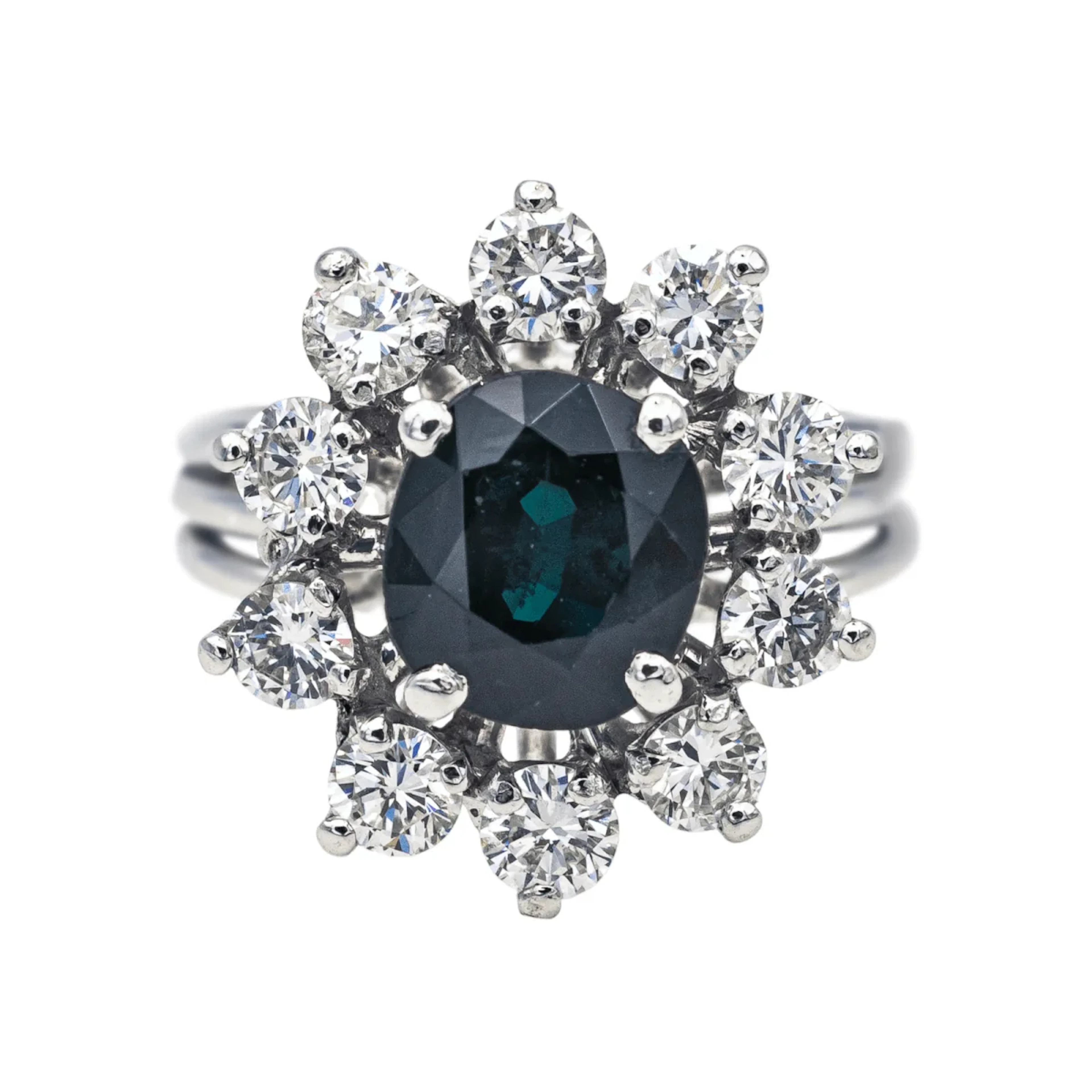 Ring Marguerite en white gold, sapphire and diamonds