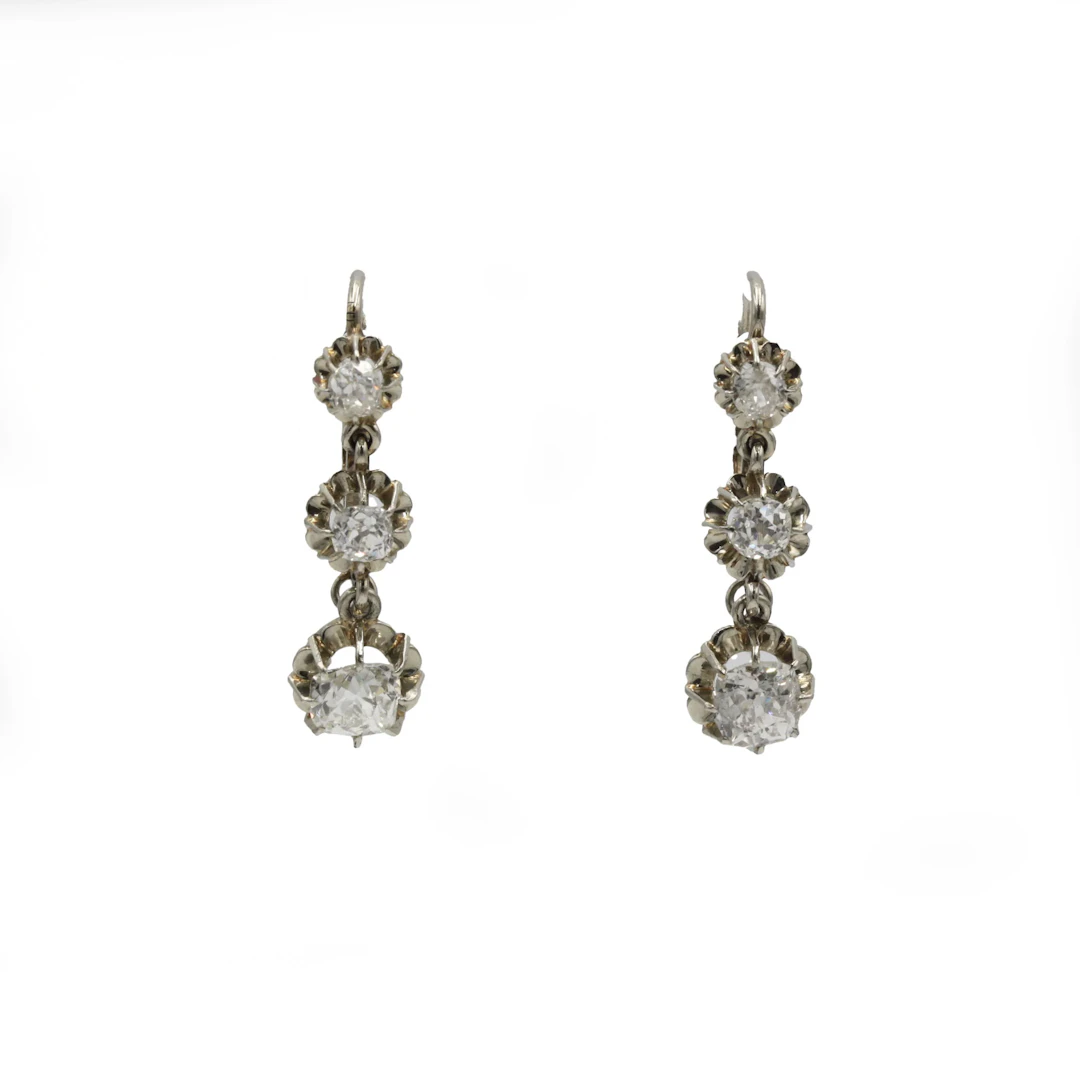 White Gold and Diamond Lever-back Earrings