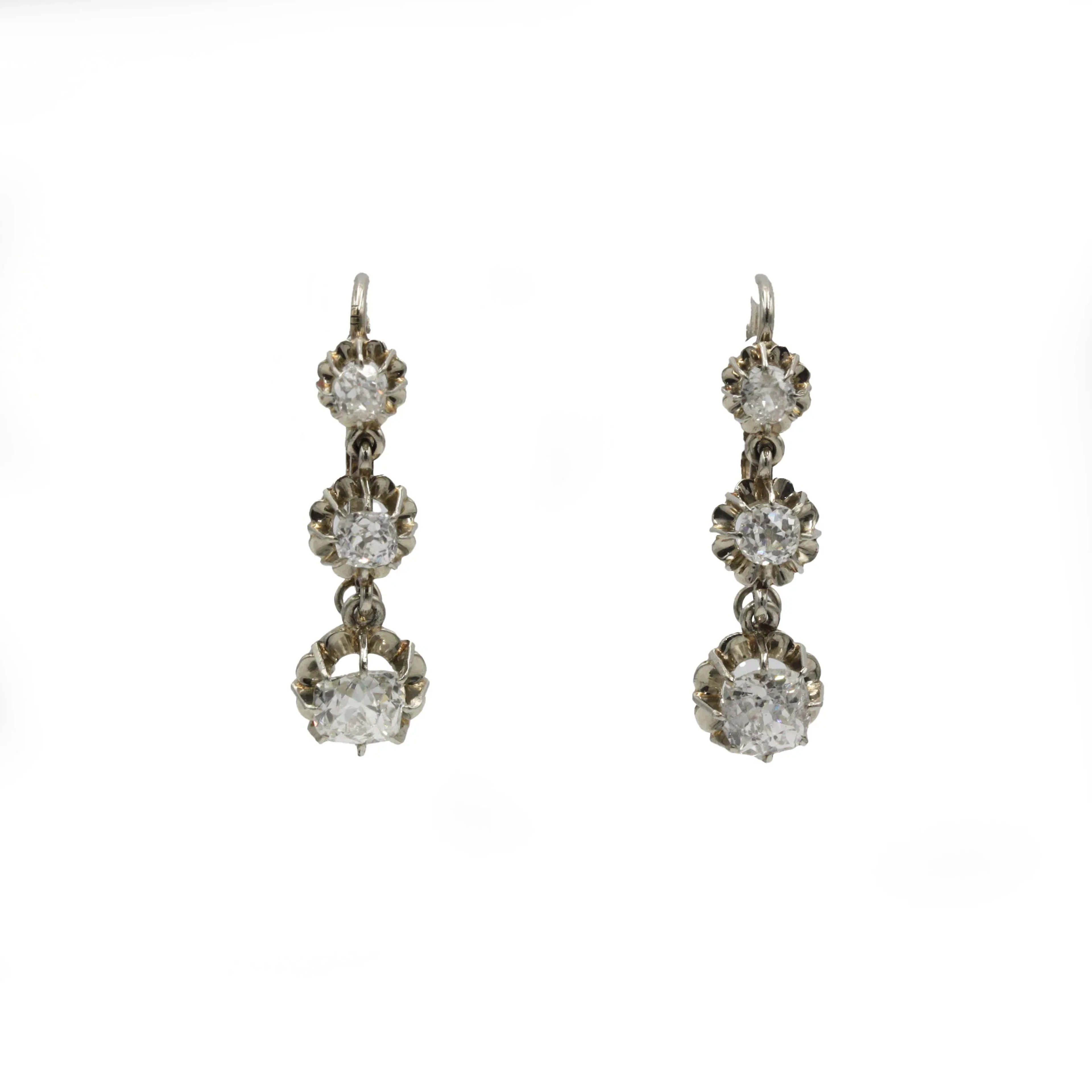 White Gold and Diamond Lever-back Earrings