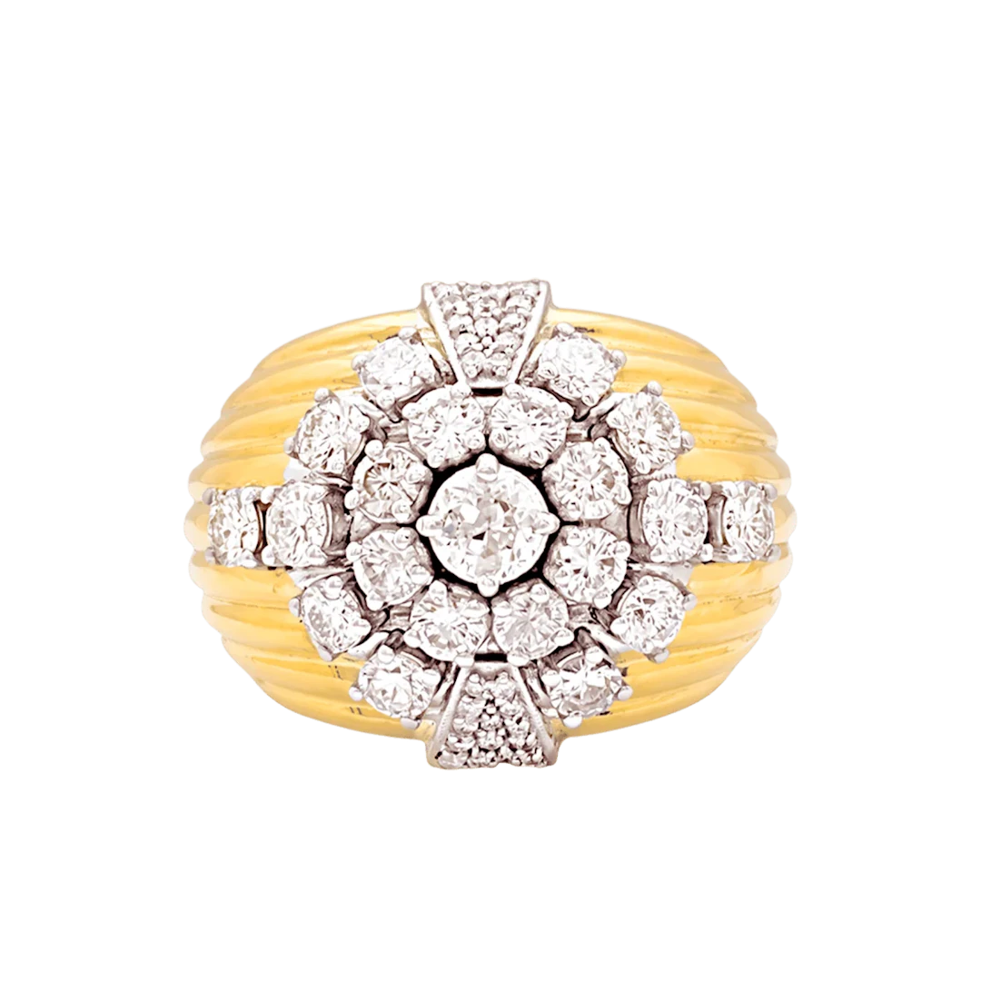 Dôme Ring in white gold, yellow gold, and diamonds