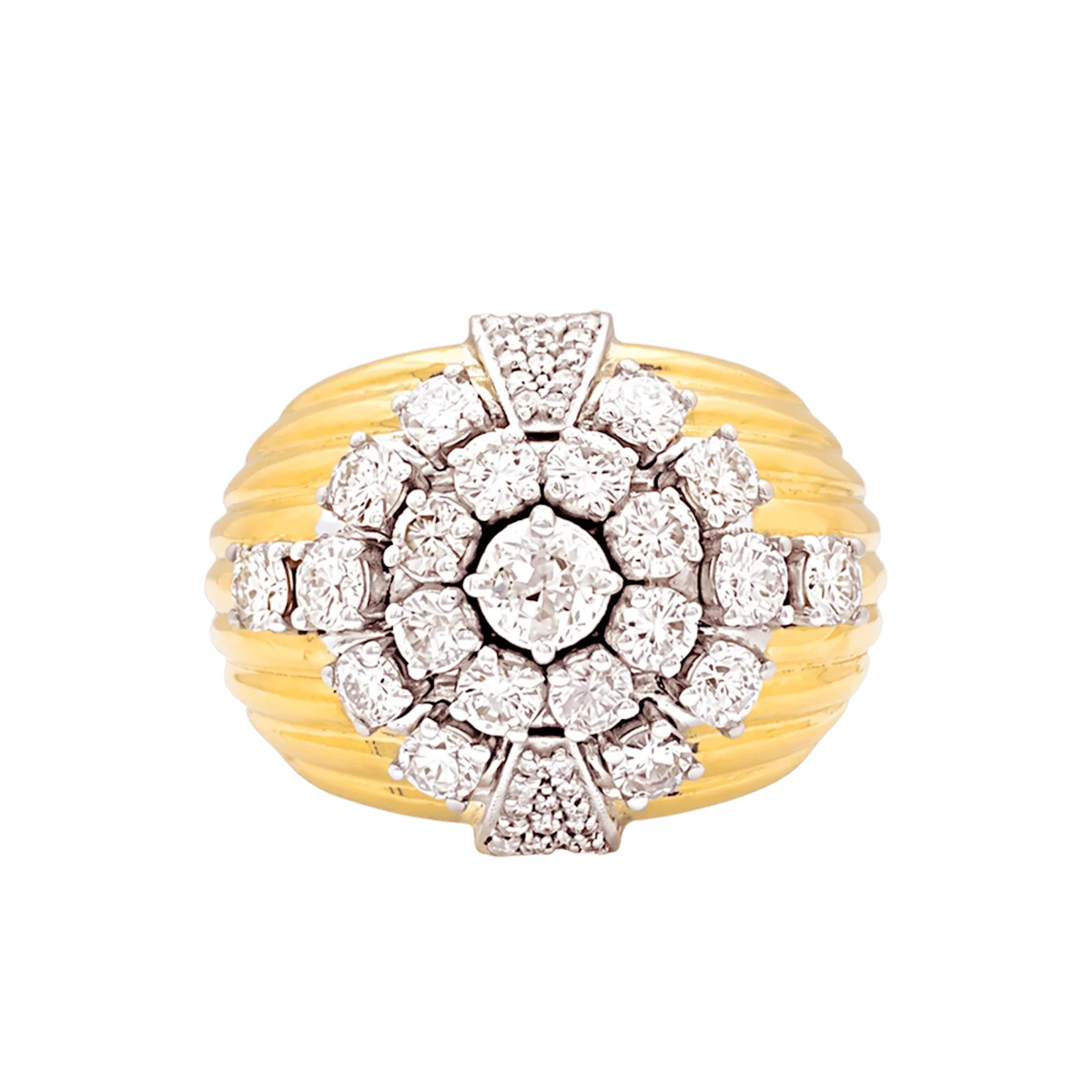 Dôme Ring in white gold, yellow gold, and diamonds