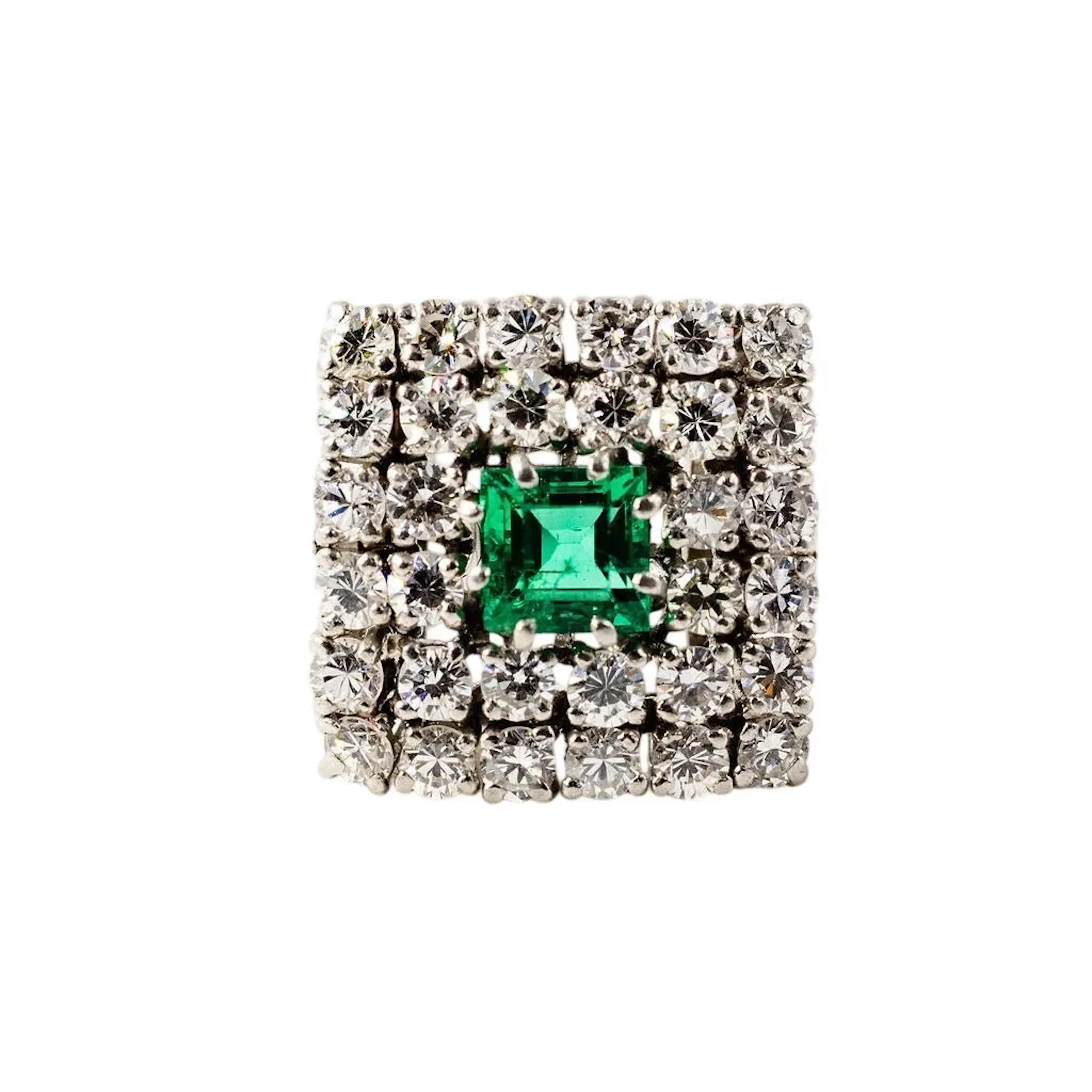 Entourage Ring in Platinum, Emerald, and Diamonds