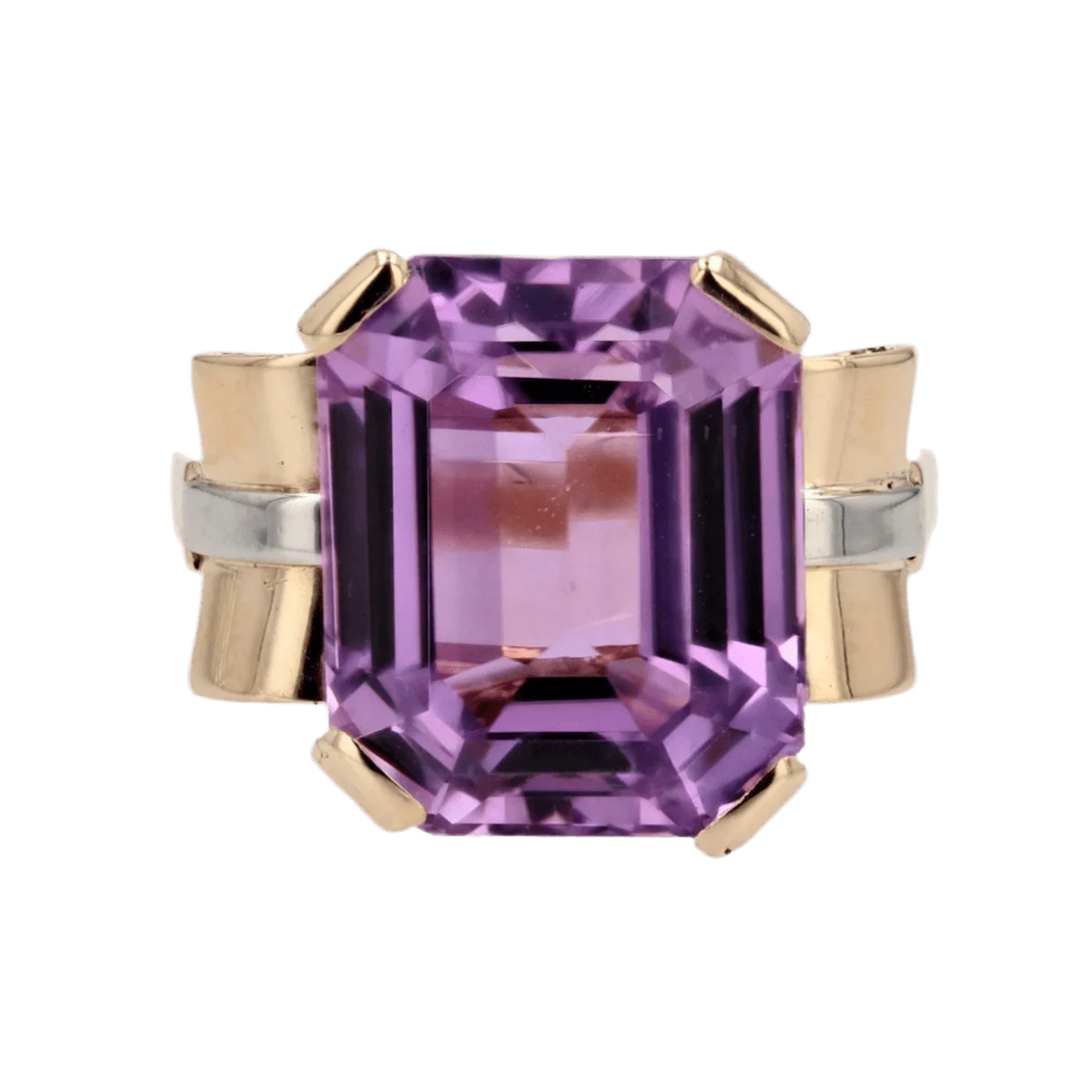 Cocktail ring in yellow gold and kunzite