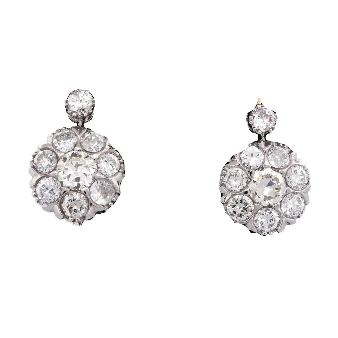 Platinum and Diamond Lever-back Earrings