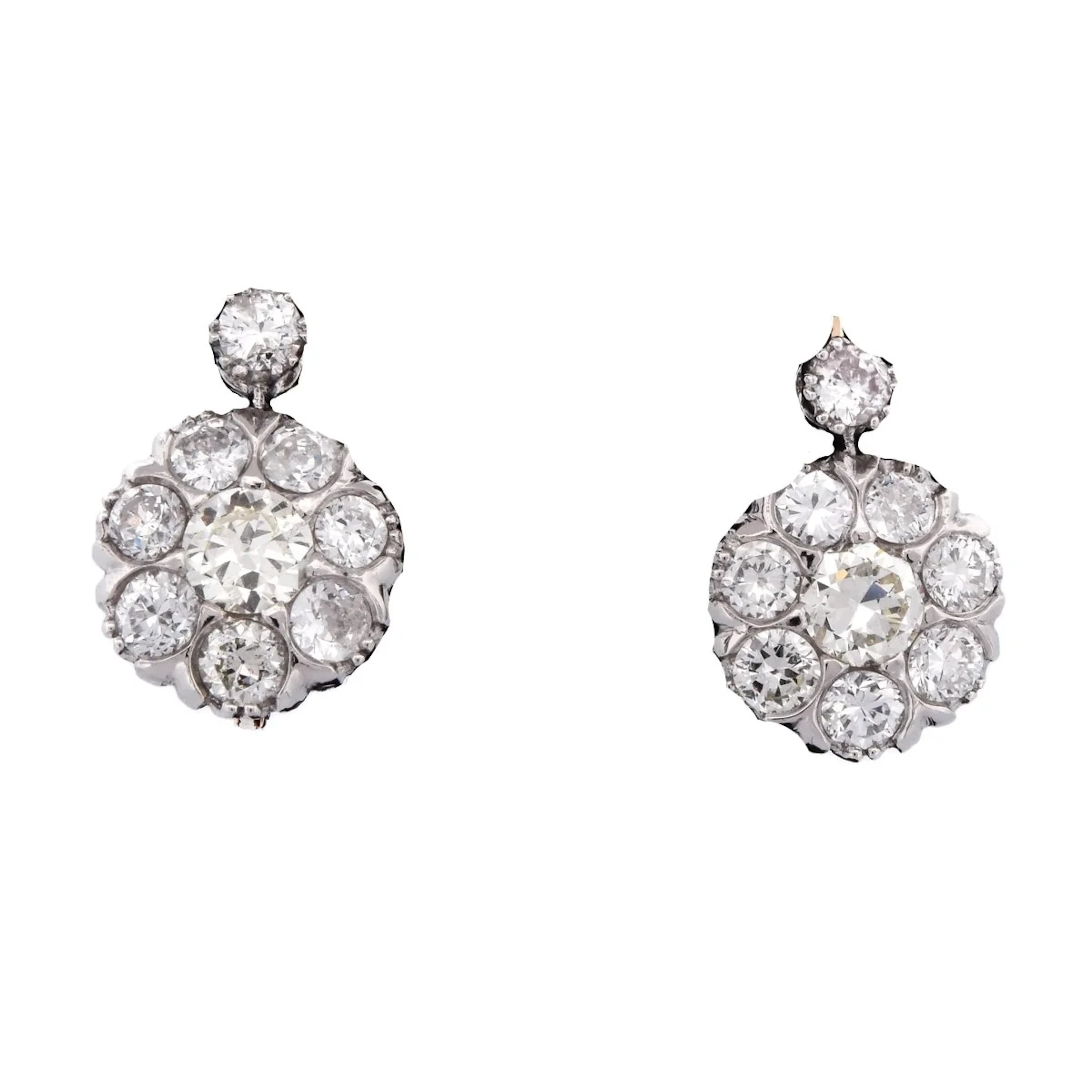 Platinum and Diamond Lever-back Earrings