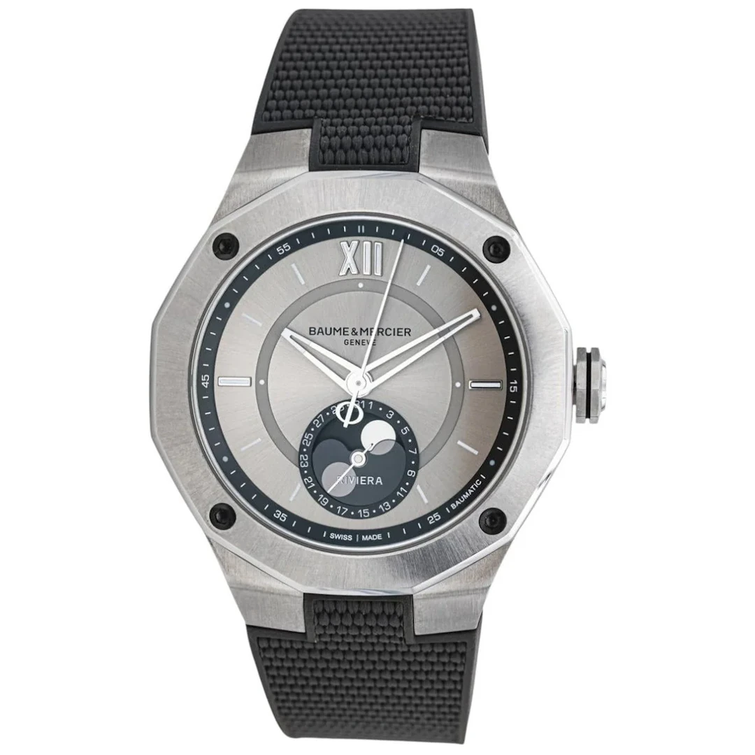 Montre BAUME & MERCIER "Riviera" en acier et caoutchouc
