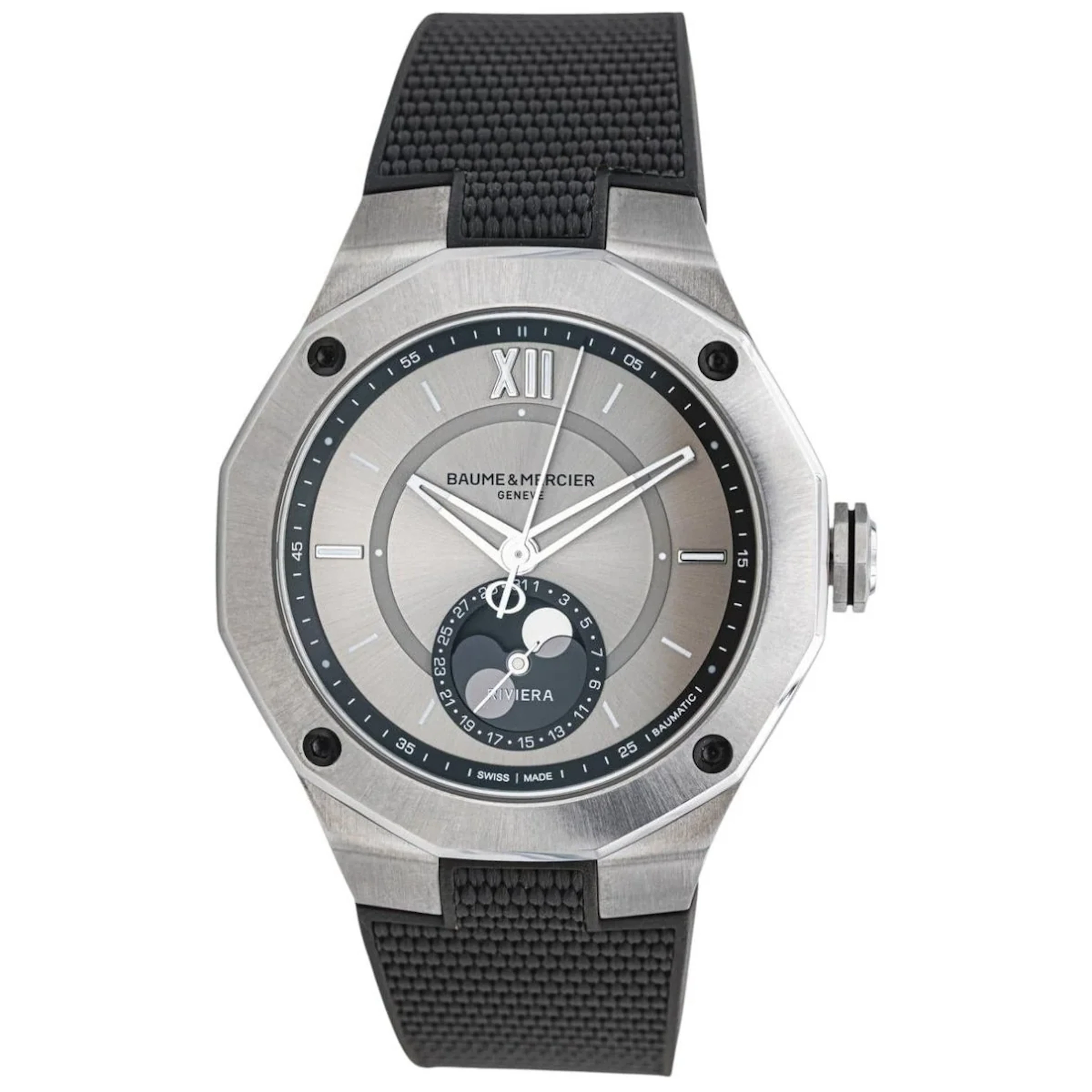 Montre BAUME & MERCIER "Riviera" en acier et caoutchouc