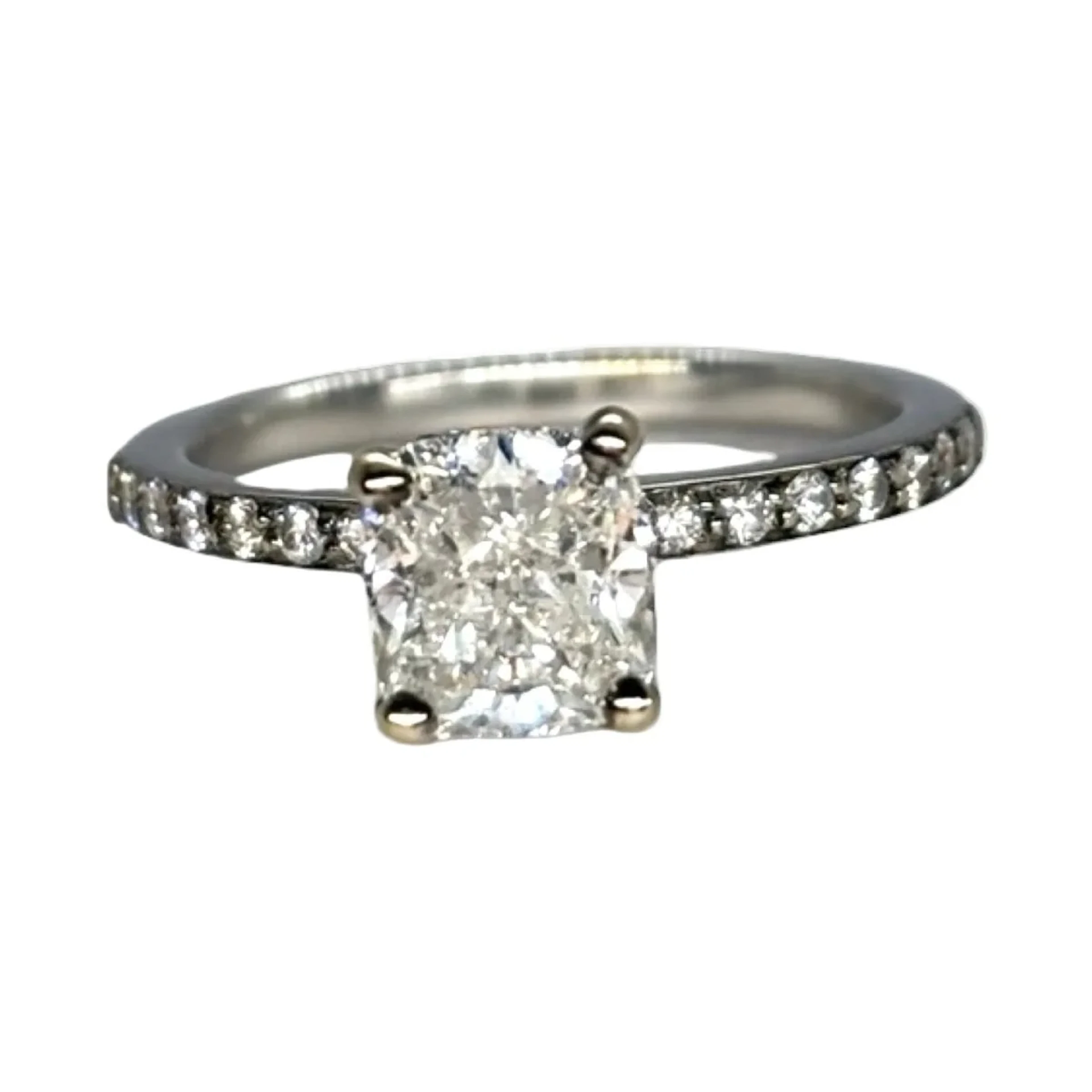 Ring Gold solitaire white gold and diamonds