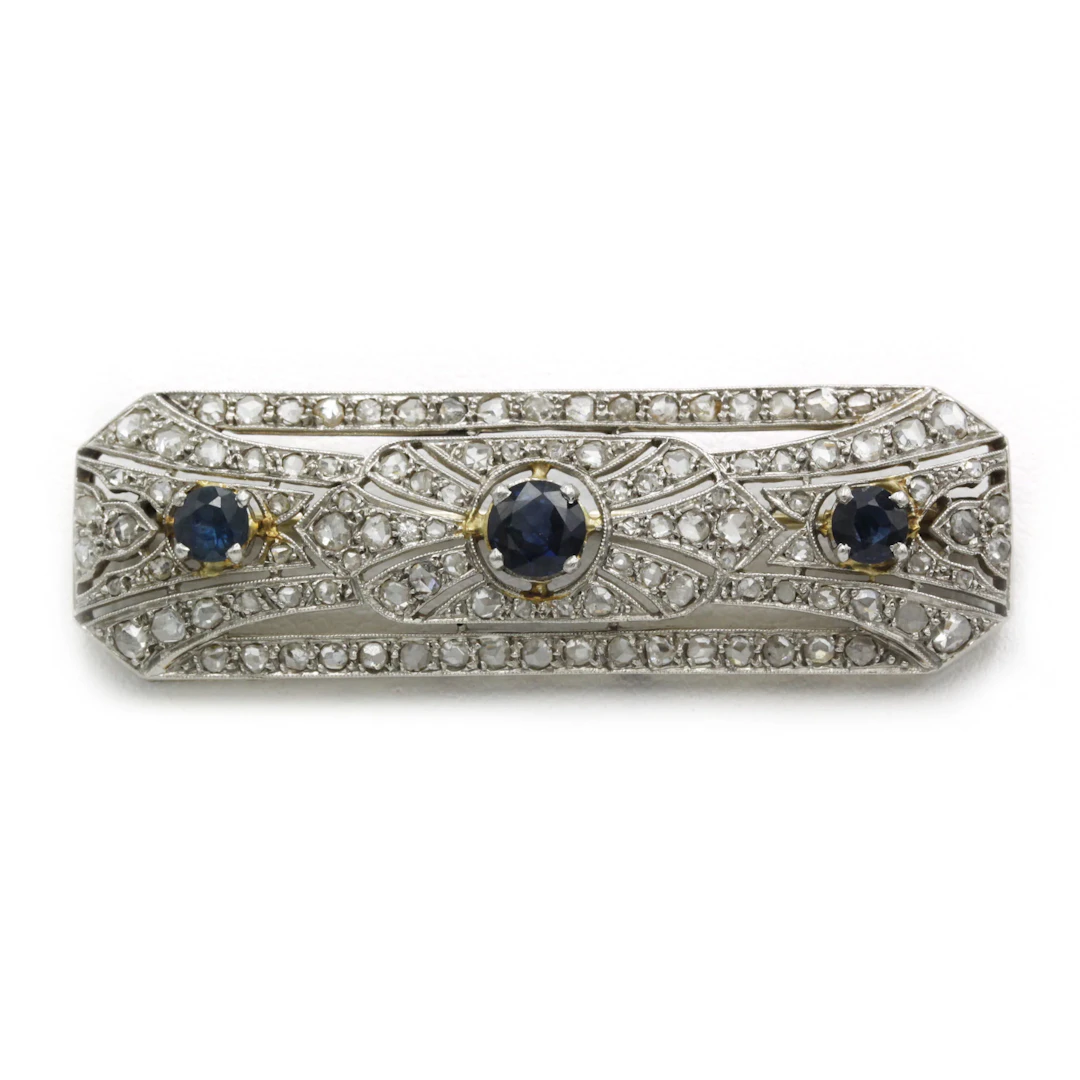 Brooch - Gold, Platinum, Diamonds & Sapphires