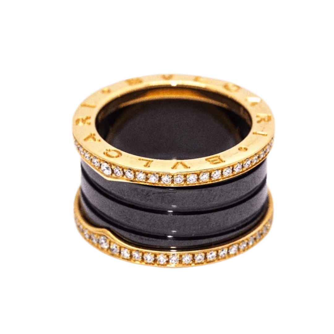 Ring BVLGARI "B.Zero1 en rose gold, ceramic and diamonds