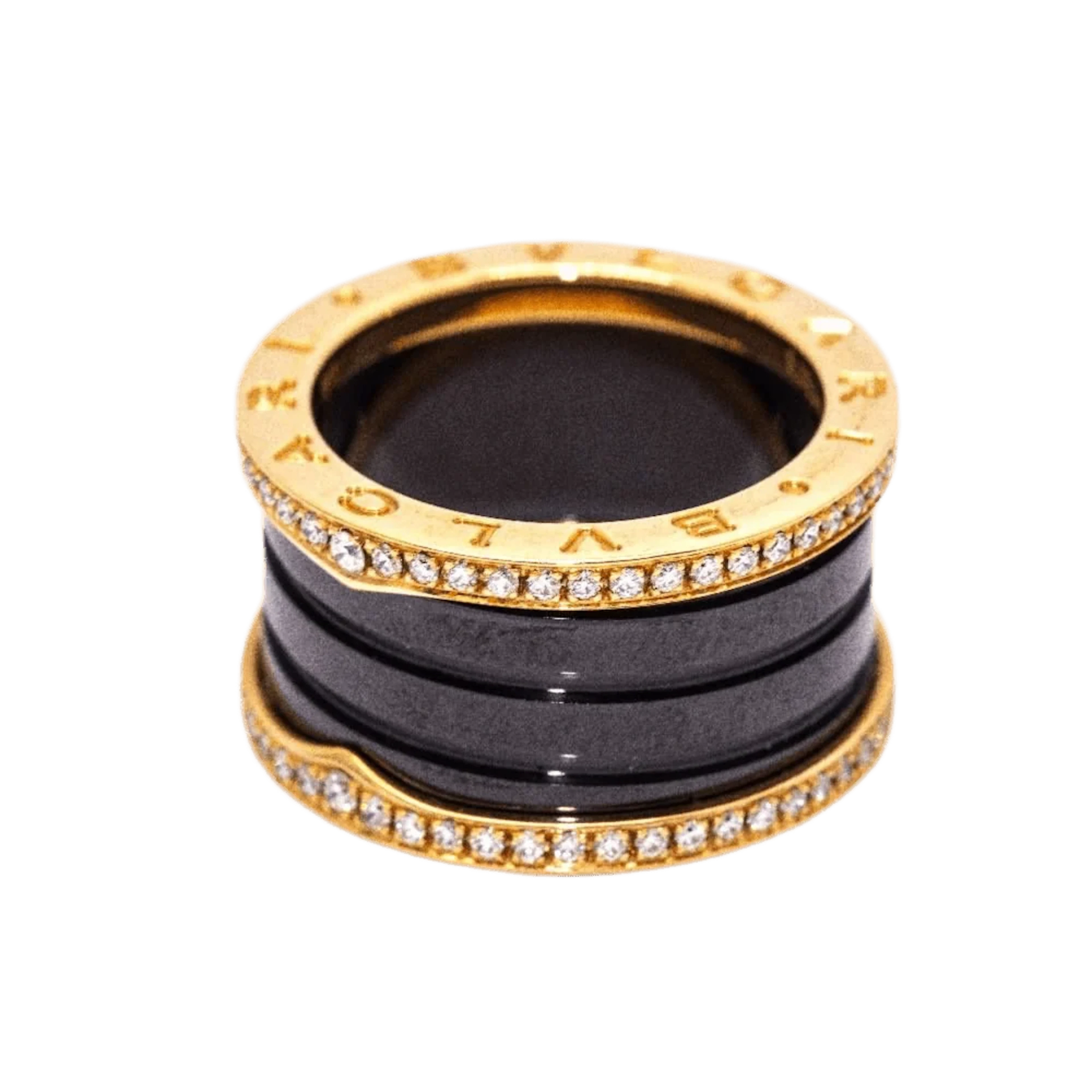 Ring BVLGARI "B.Zero1 en rose gold, ceramic and diamonds