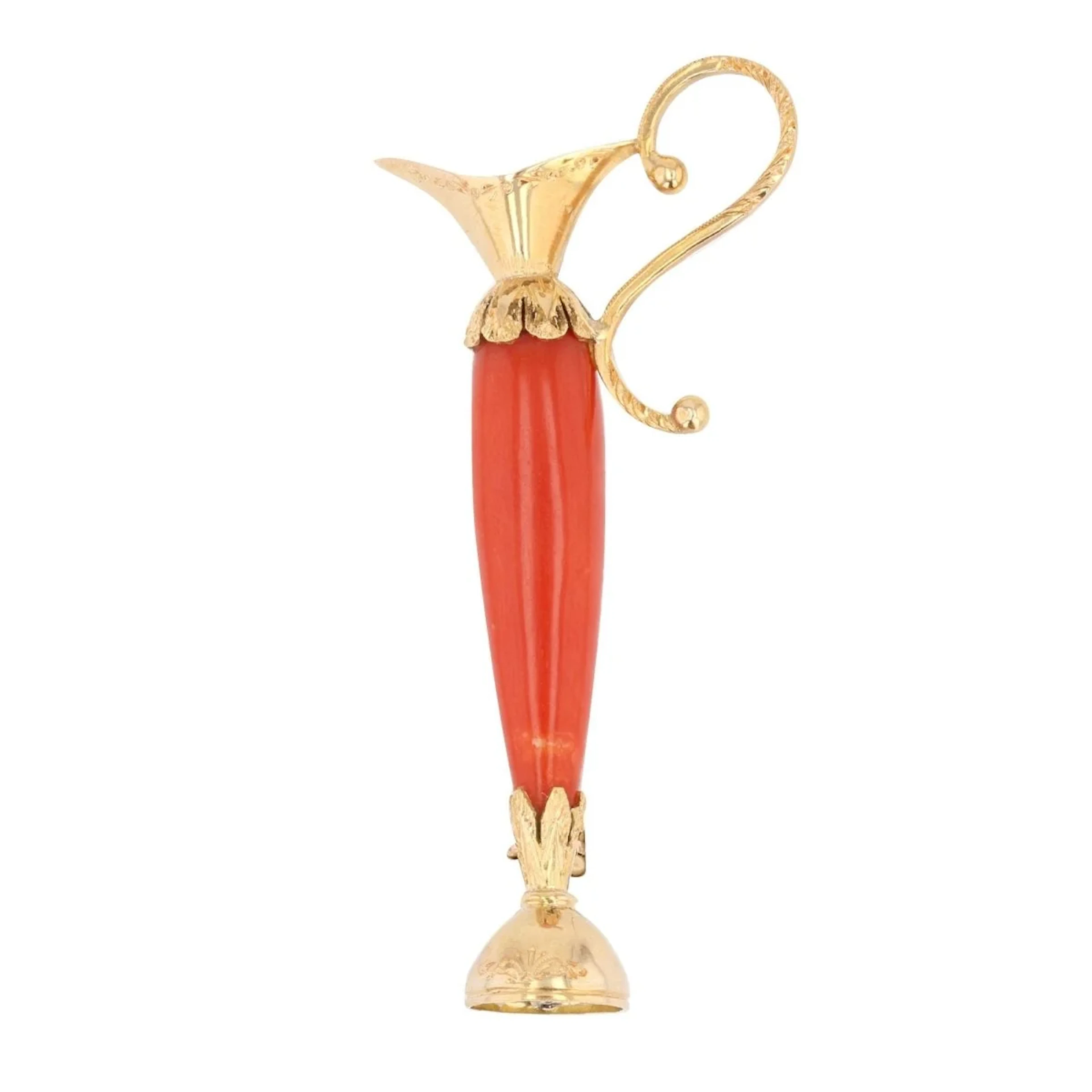 Brooch Pin in yellow gold and coral