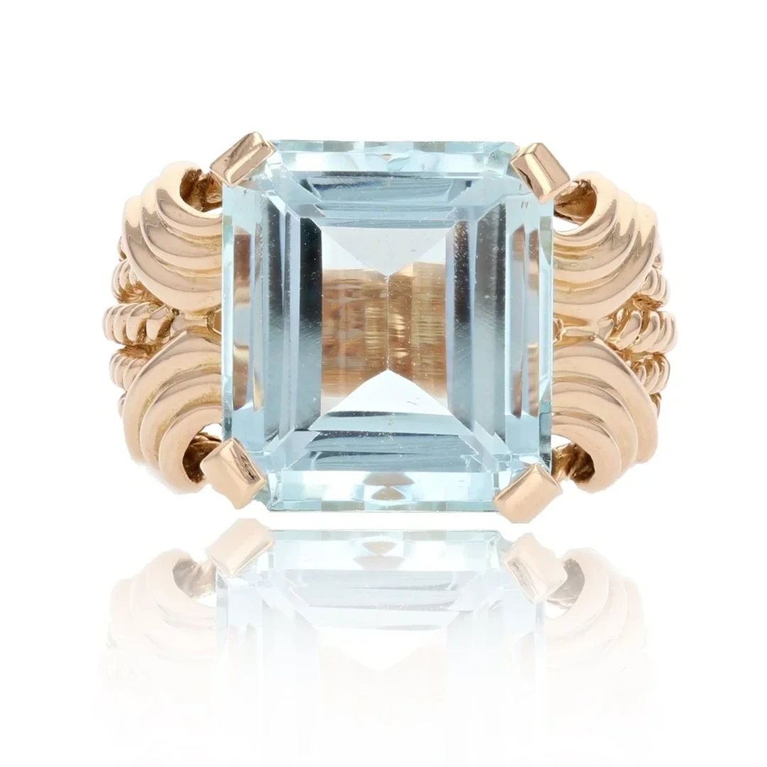 Ring Cocktail in rose gold and aquamarine