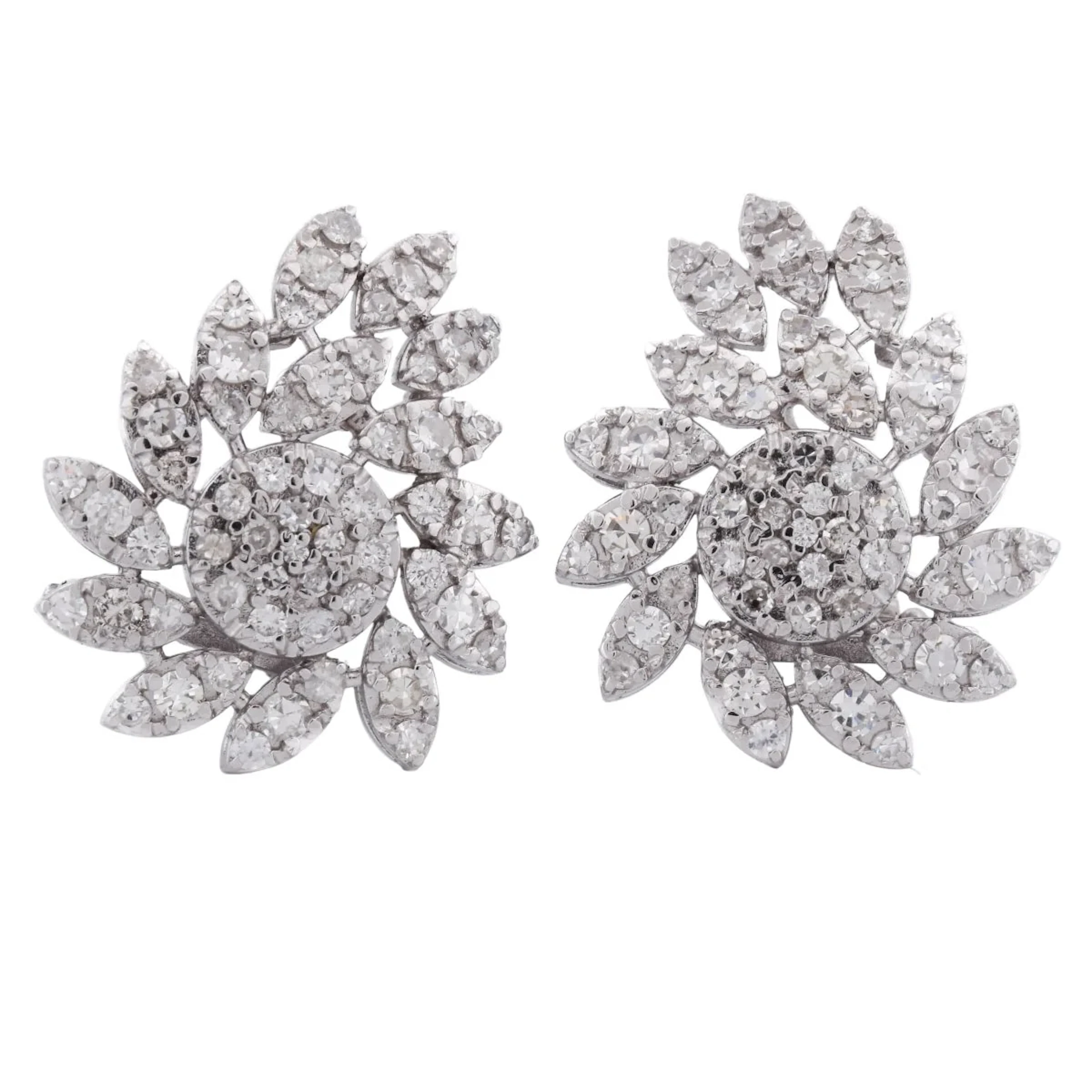 Platinum and Diamond Clip-On Earrings