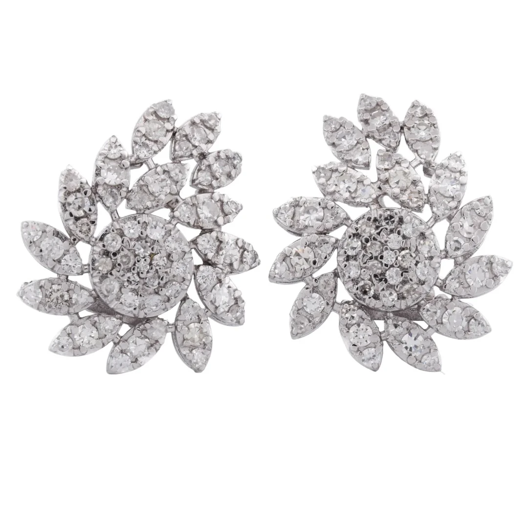 Platinum and Diamond Clip-On Earrings