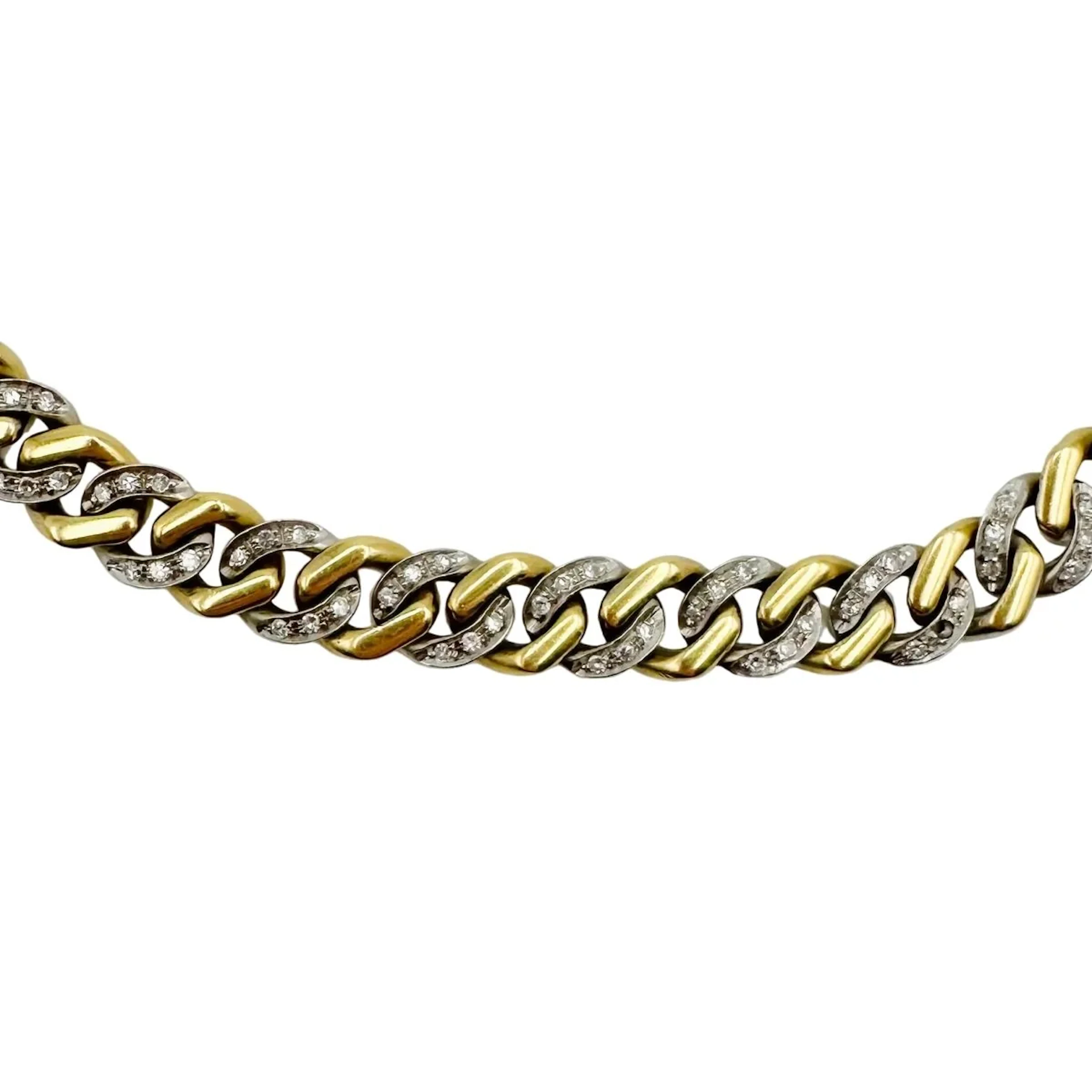 Necklace Maille in yellow gold, white gold and diamonds.