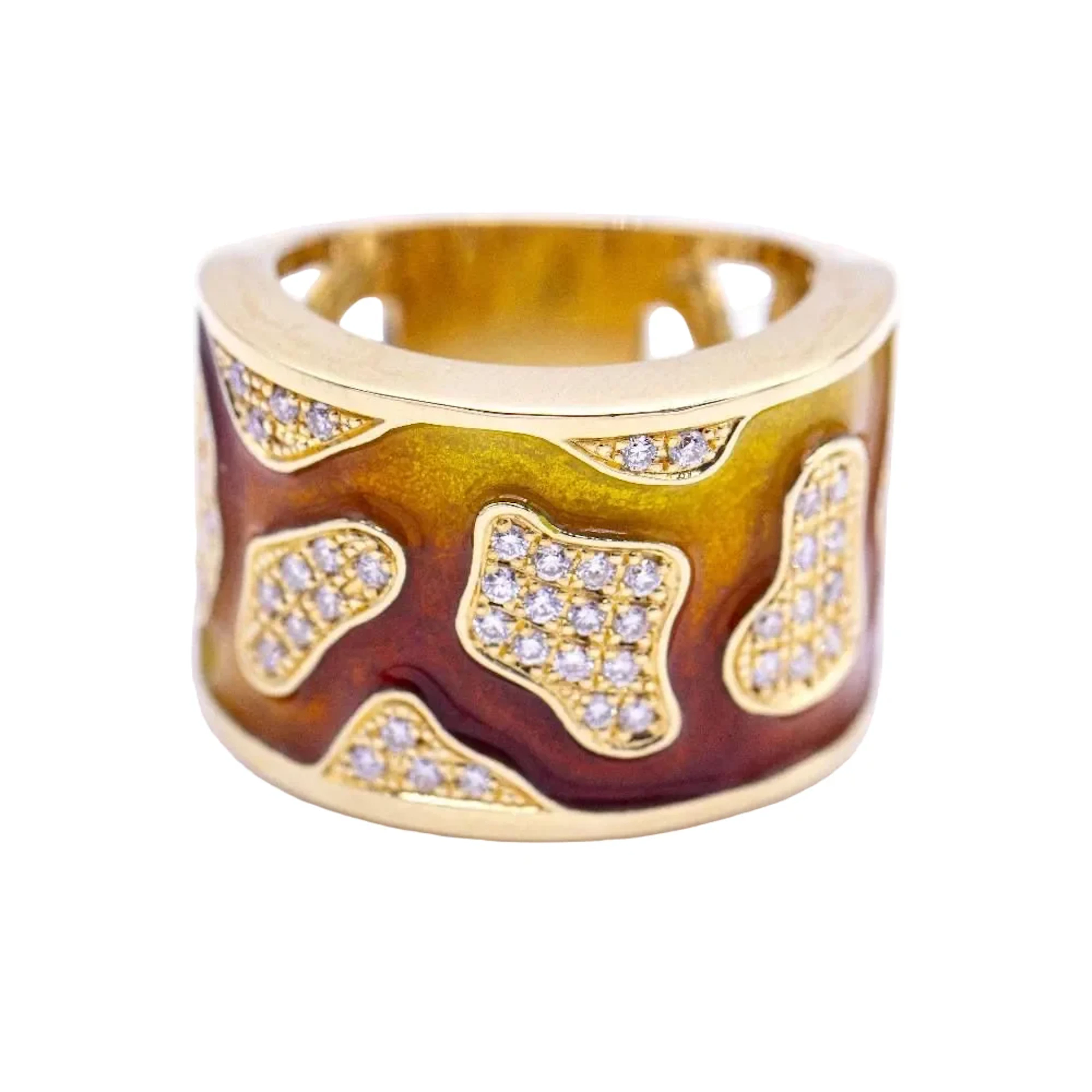 Ring Headband in yellow gold, enamel and diamonds