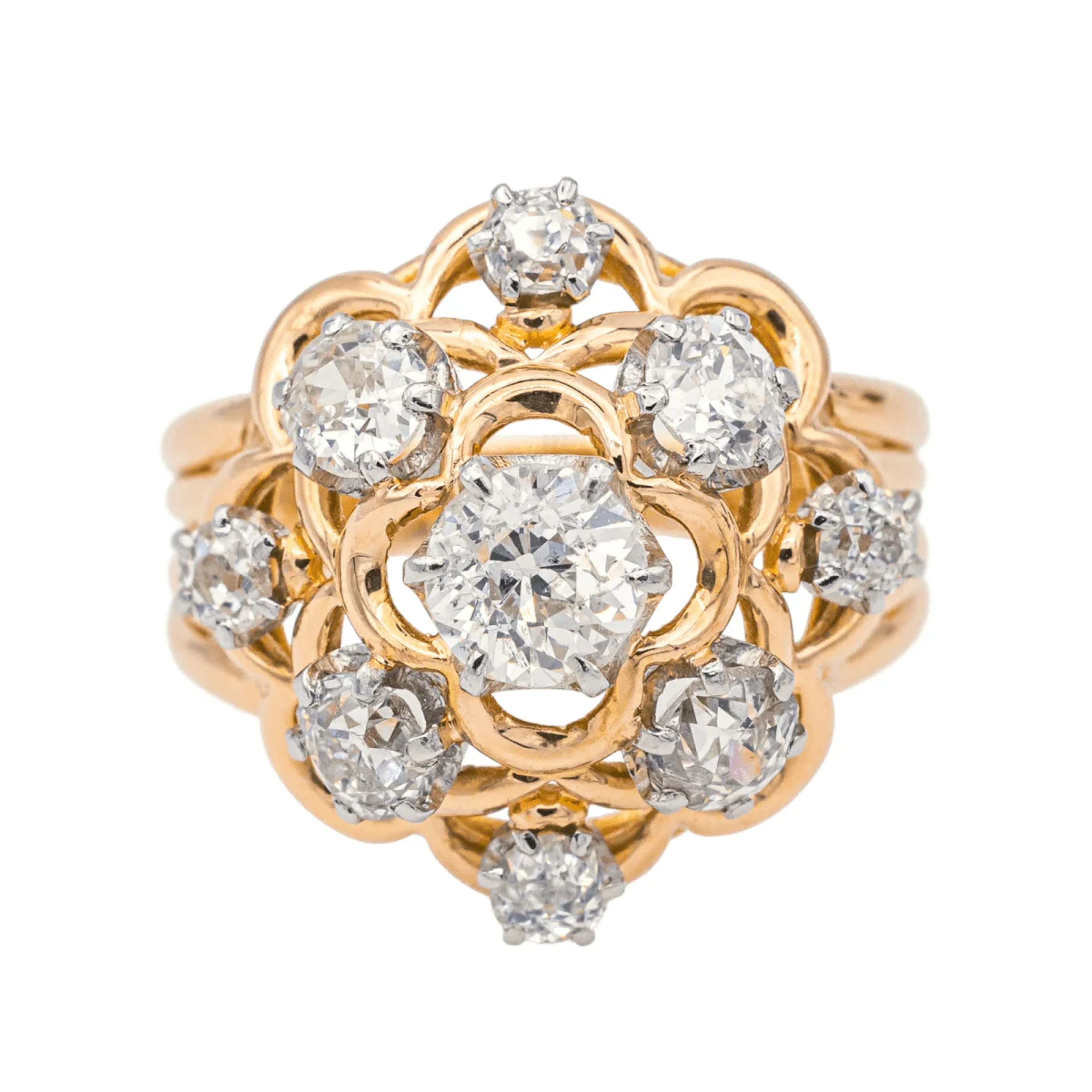 Bague Marguerite en or rose et diamants
