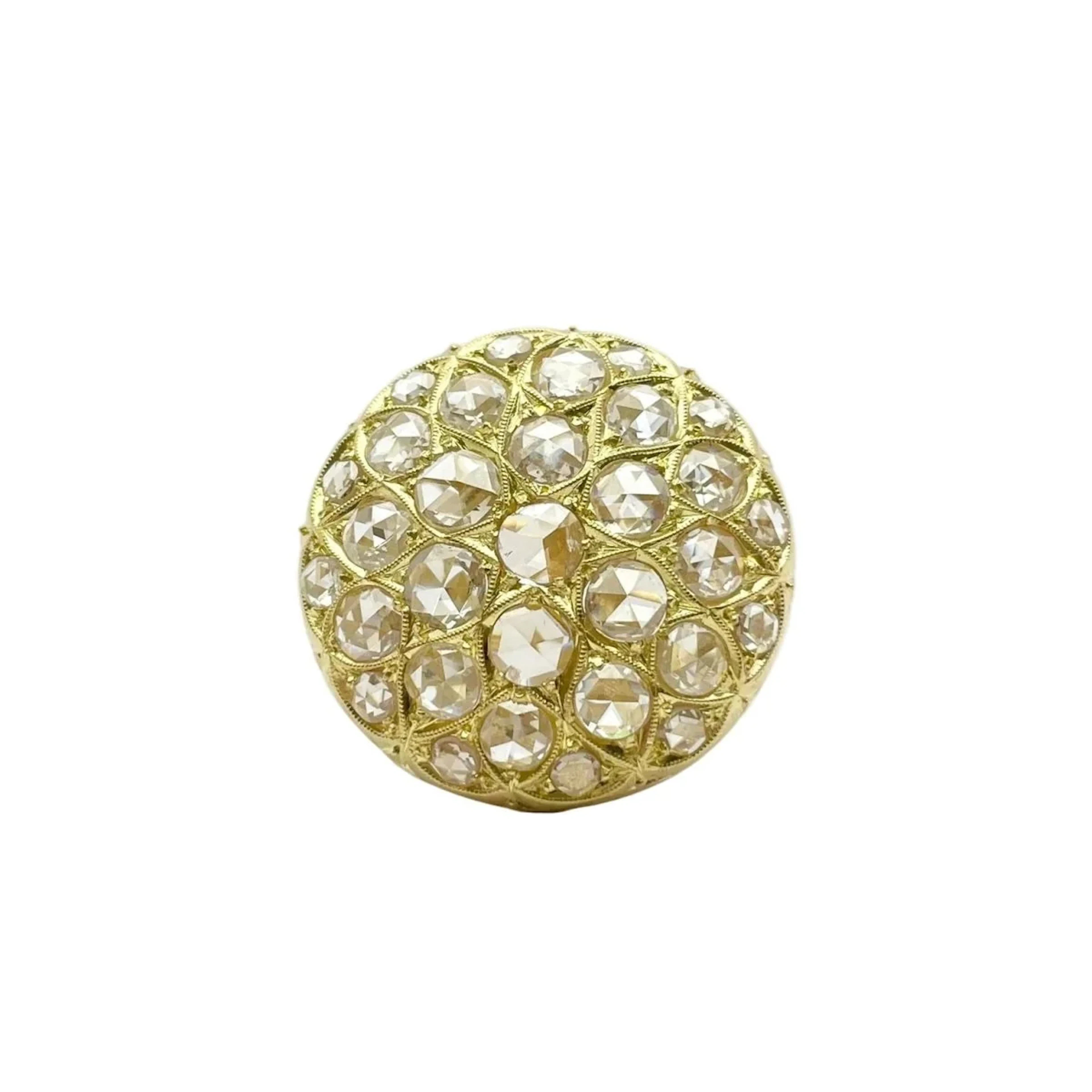 Dome ring in yellow gold and diamonds