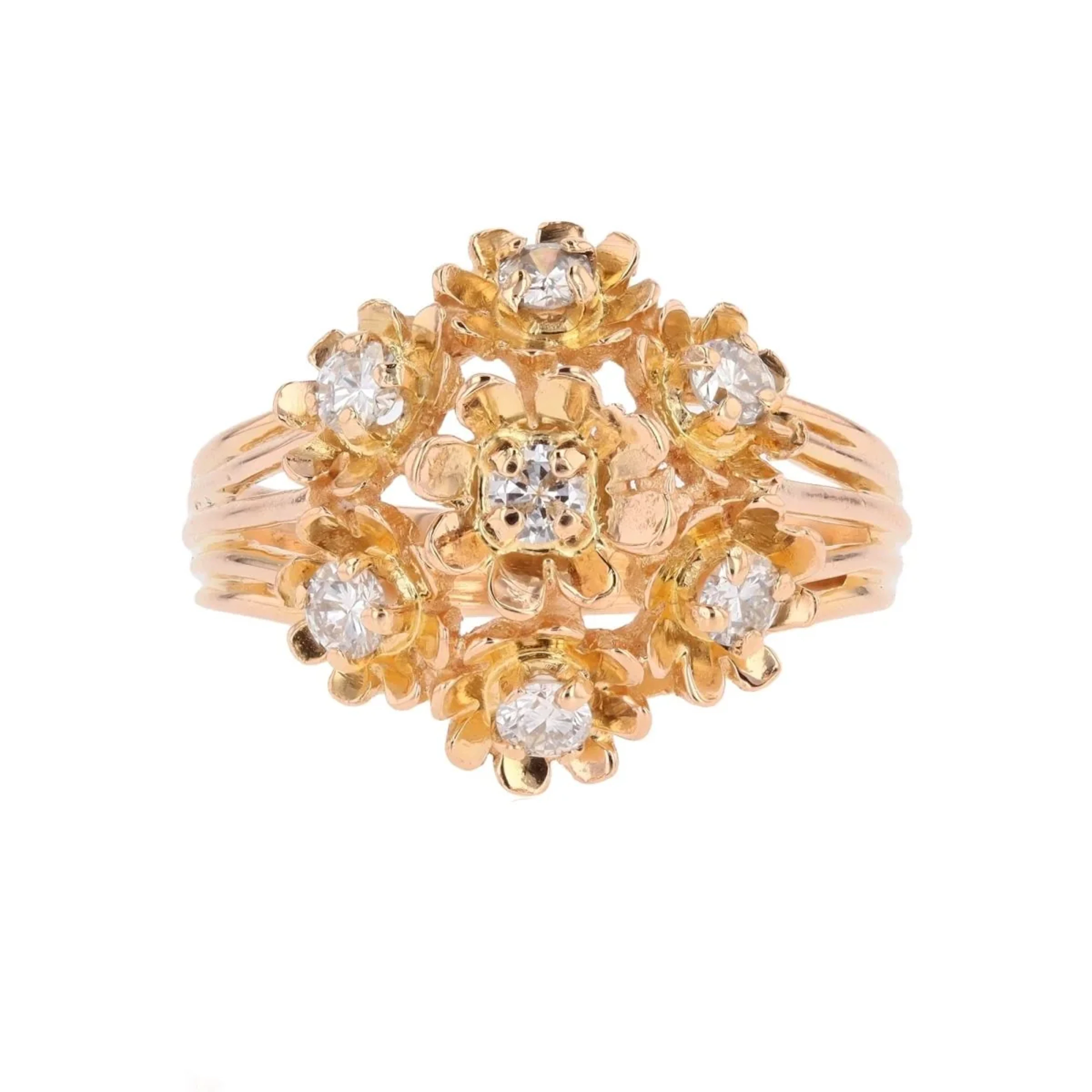 Marguerite Ring in Yellow gold and Diamonds