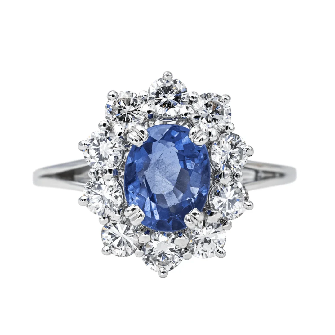 Ring Pompadour in white gold, sapphire and diamonds