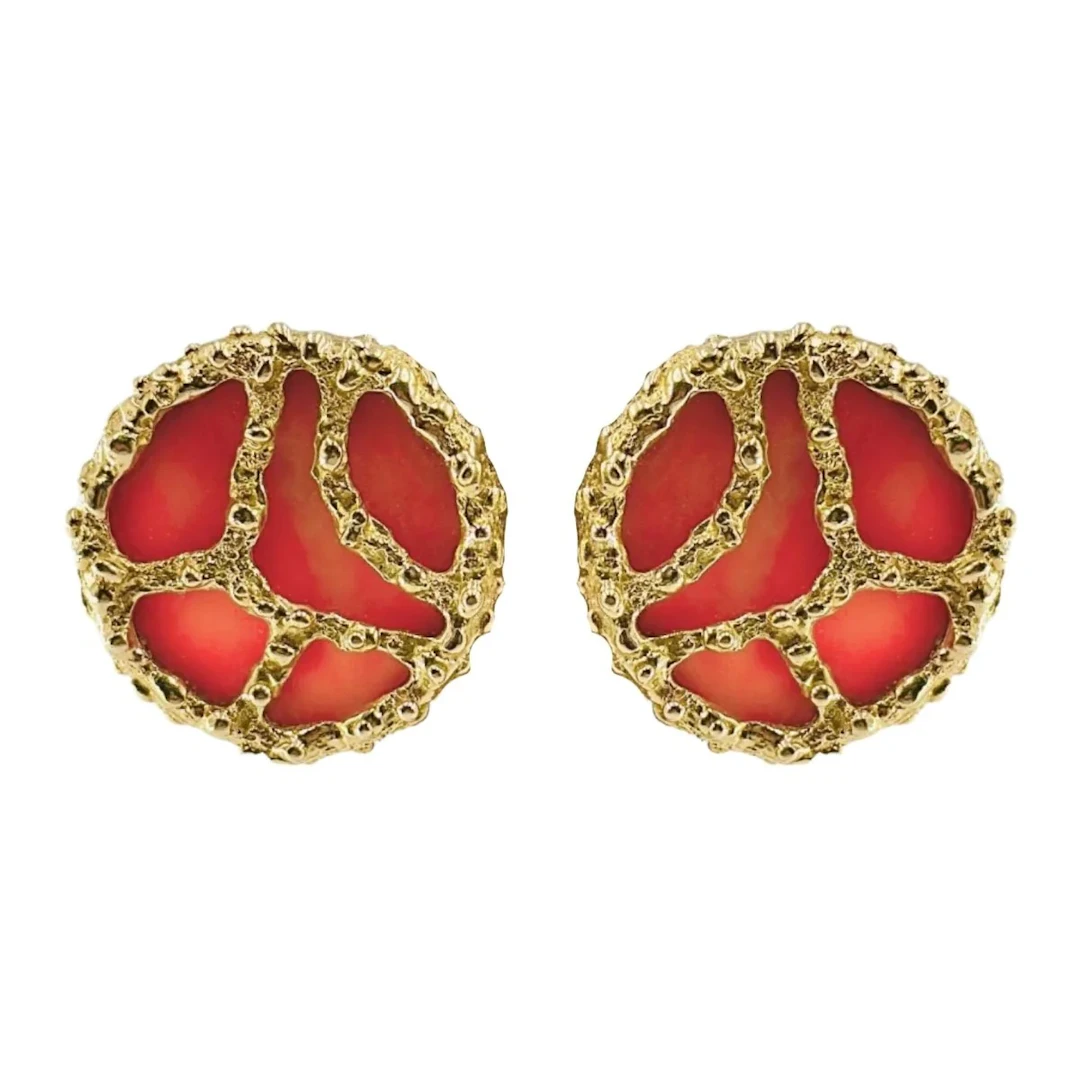 MAUBOUSSIN clip earrings in yellow gold and coral