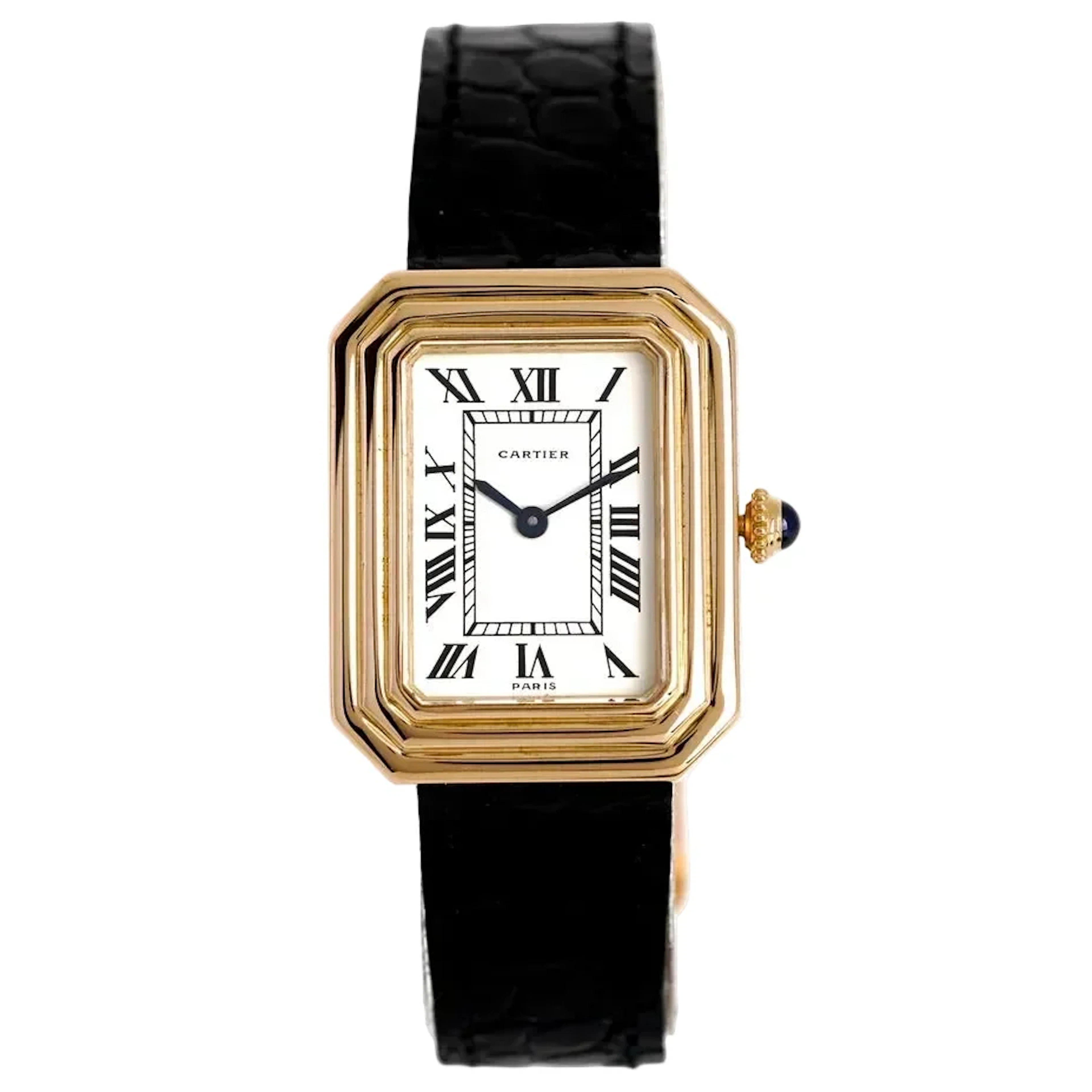 CARTIER "Cristallor" watch in yellow gold, rose gold, and leather