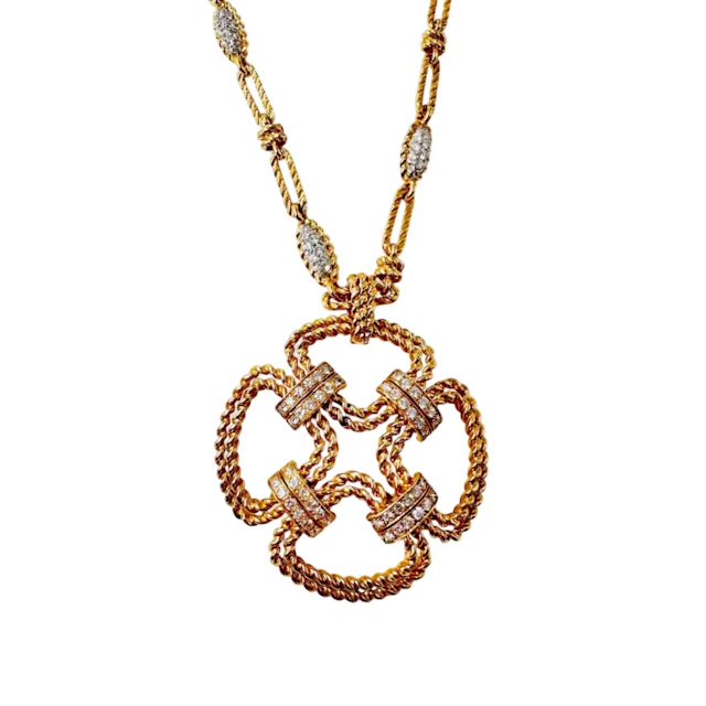 Collier Pendentif FRED en or jaune et diamants