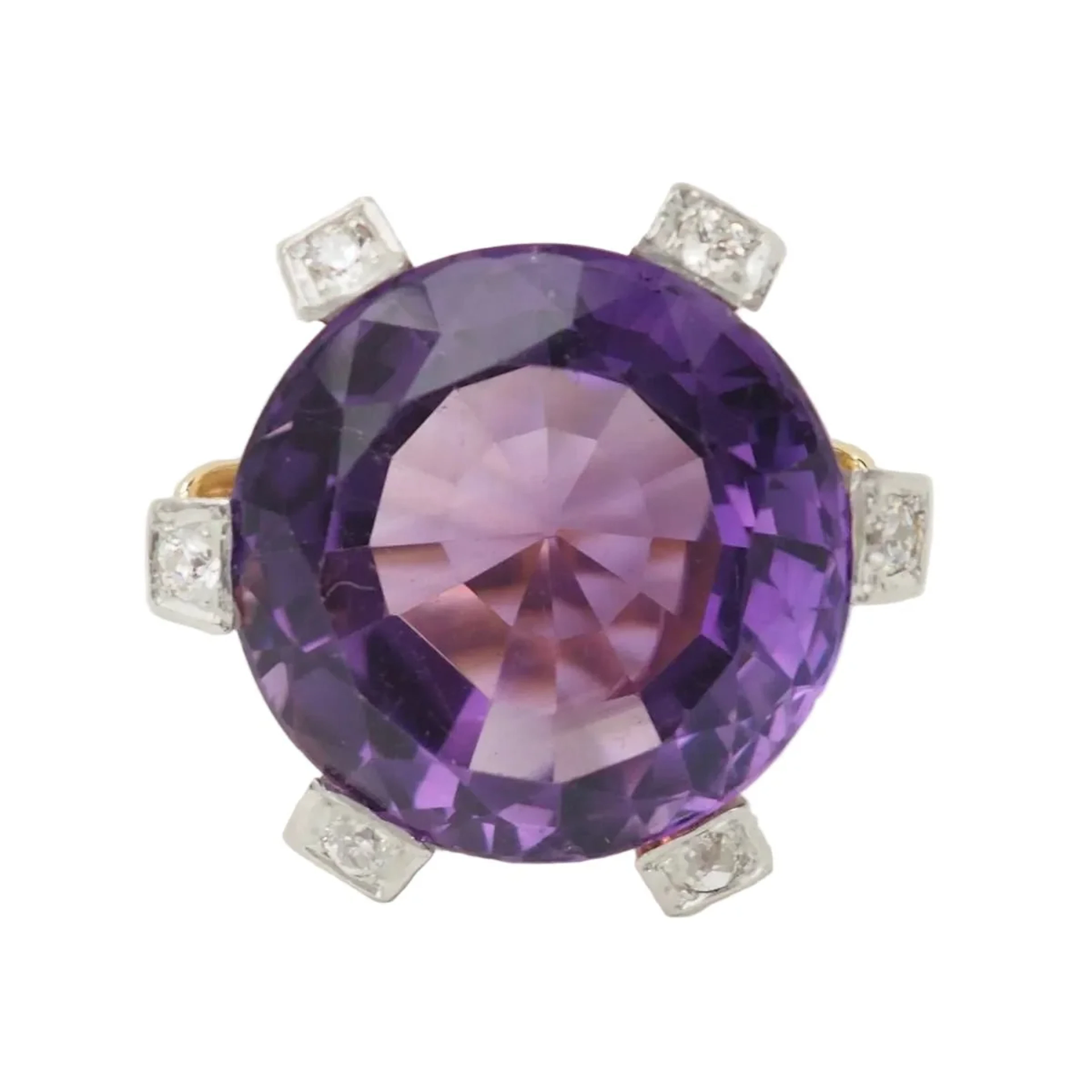 Ring Cocktail in rose gold, amethyst and diamonds