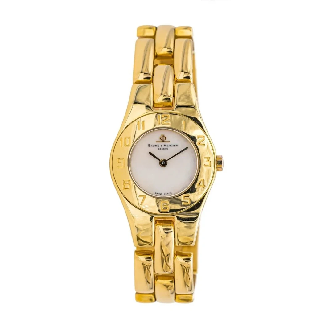 Watch BAUME & MERCIER in yellow gold, mother-of-pearl and quartz
